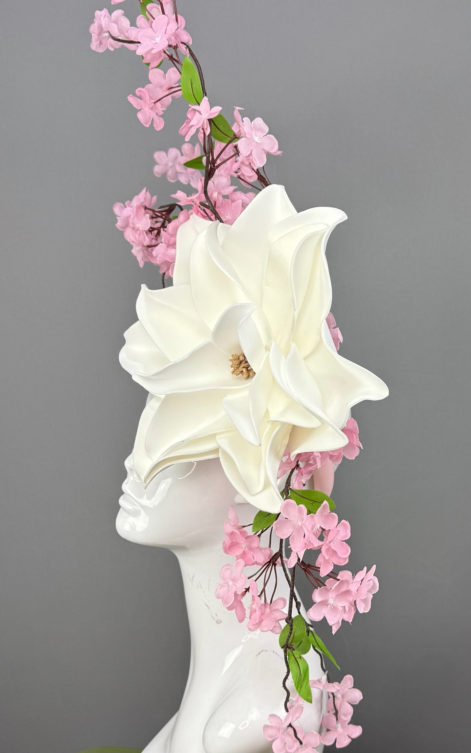 Pink and White Kentucky Derby fascinator, Derby Hat Alternative (GOLD LINE)