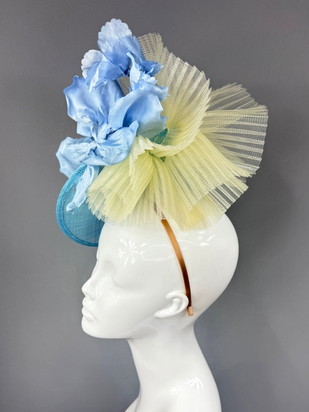 Kentucky Derby Fascinator Hat |Oversized blue silk peony Headpiece | Derbyologie