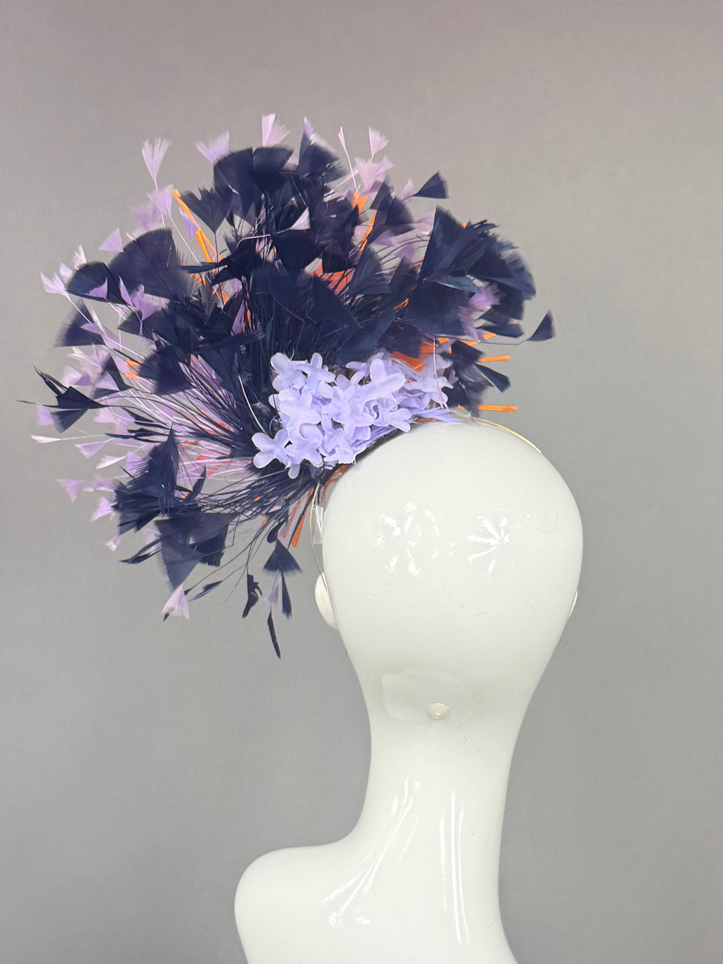 Kentucky Derby Fascinator Hat | Orange, purple, and navy Headband Hat | Derbyologie