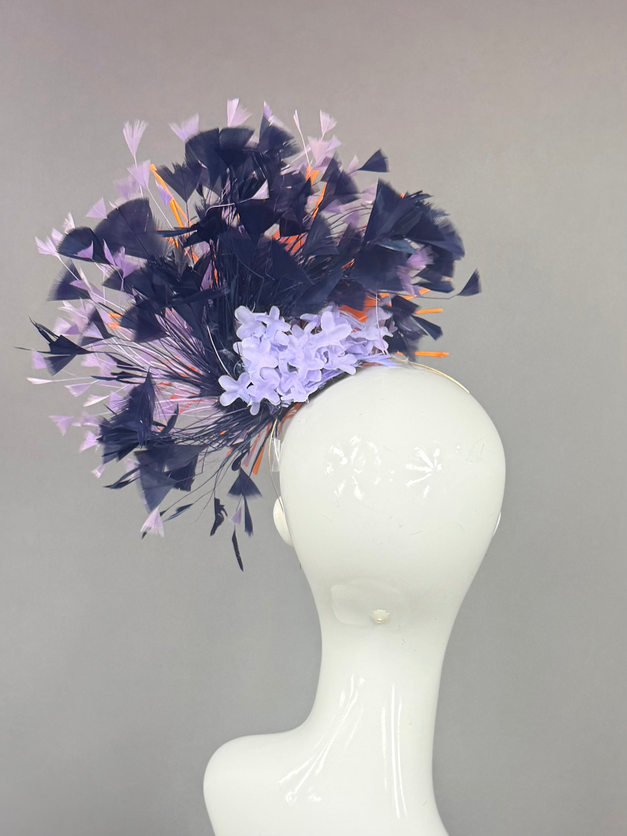 Kentucky Derby Fascinator Hat | Orange, purple, and navy Headband Hat | Derbyologie