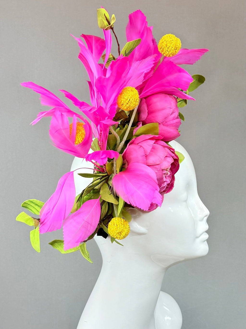 Kentucky Derby Fascinator Hat | Pink, Green, and Yellow Flower Hat | Derbyologie