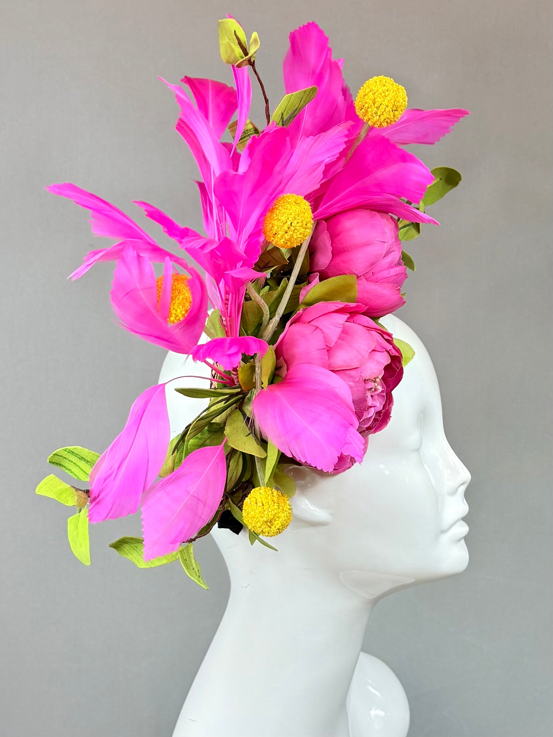 Kentucky Derby Fascinator Hat | Pink, Green, and Yellow Flower Hat | Derbyologie