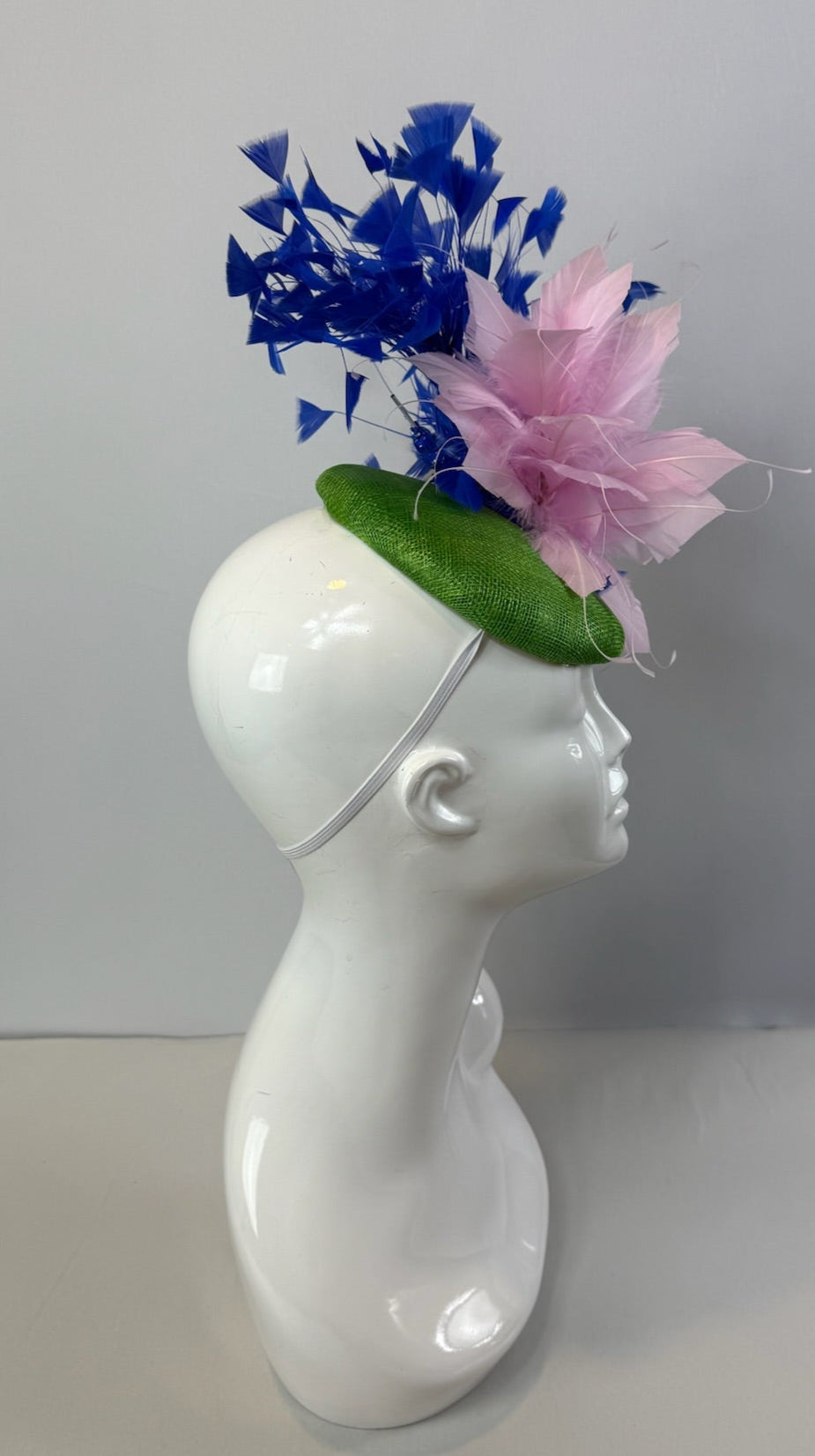 Green, Pink and Blue Kentucky Derby fascinator, Derby Hat Alternative (GOLD LINE)