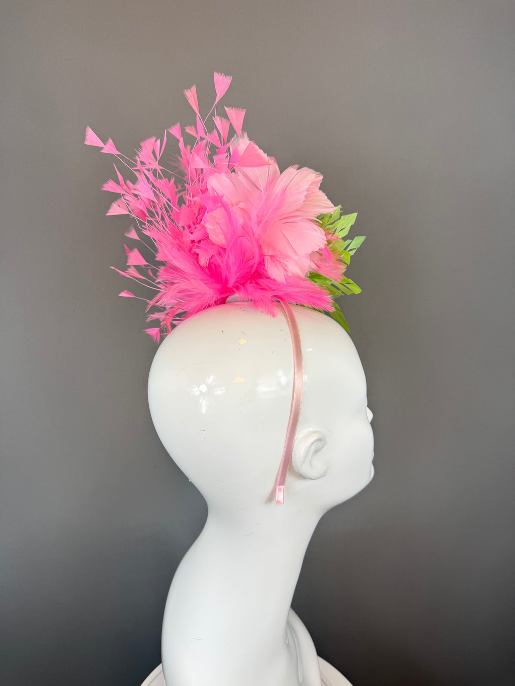 Lime Green, Hot Pink and Light Pink Derby Fascinator, Kentucky Derby Hat Alternative, Kentucky derby hat (GOLD LINE)
