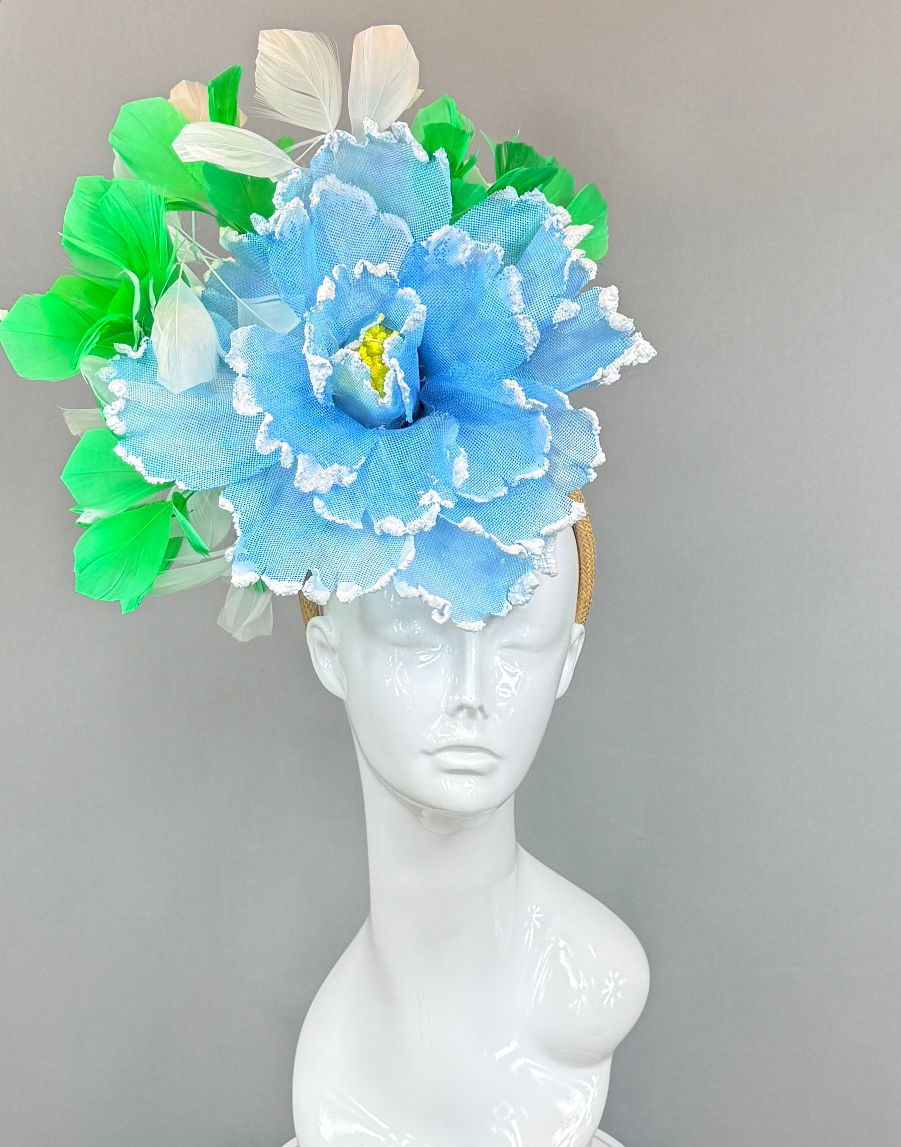 Kentucky Derby Fascinator Hat | Blue, green, and white  Headband Hat | Derbyologie