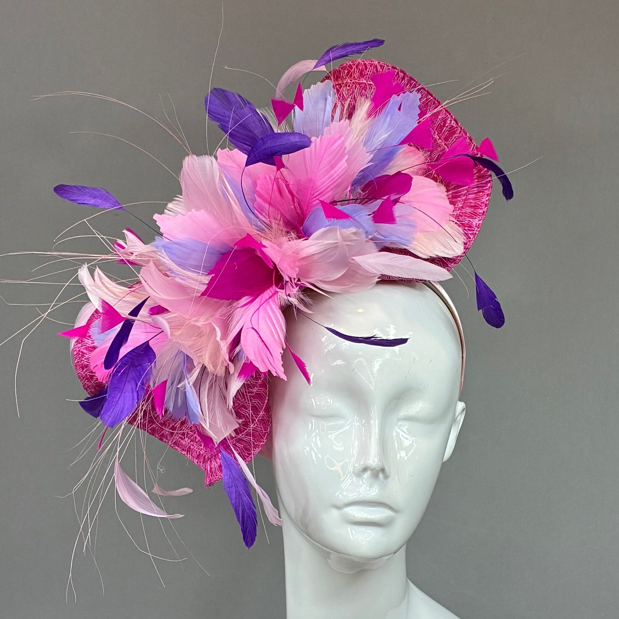 Kentucky Derby Fascinator Hat |pink and purple feather Headband Hat | Derbyologie