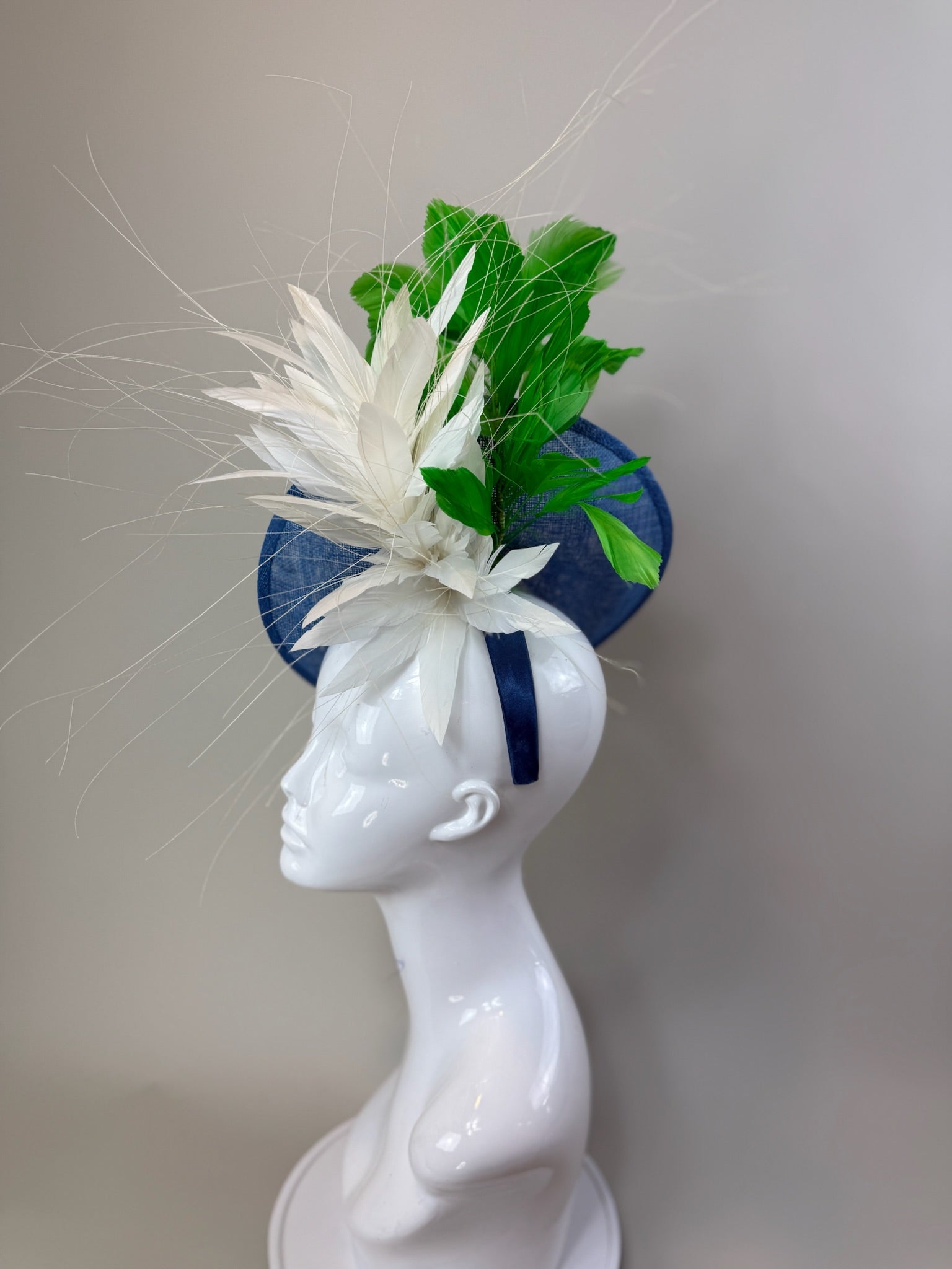 Blue, Green and White Kentucky Derby fascinator, Derby Hat Alternative