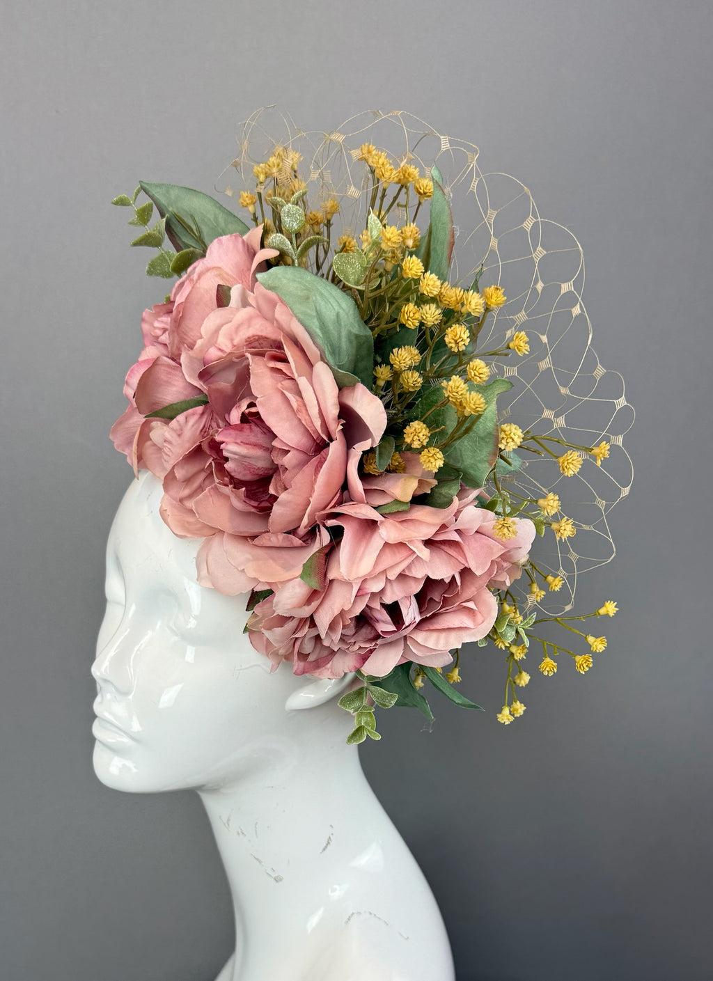 Mauve and Green Kentucky Derby fascinator, Derby Hat Alternative, Garden Collection (GOLD LINE)