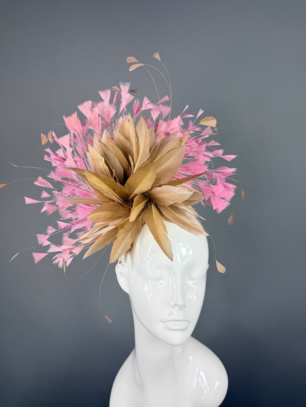 Kentucky Derby Fascinator Hat | Pink & Beige Headpiece | Derbyologie