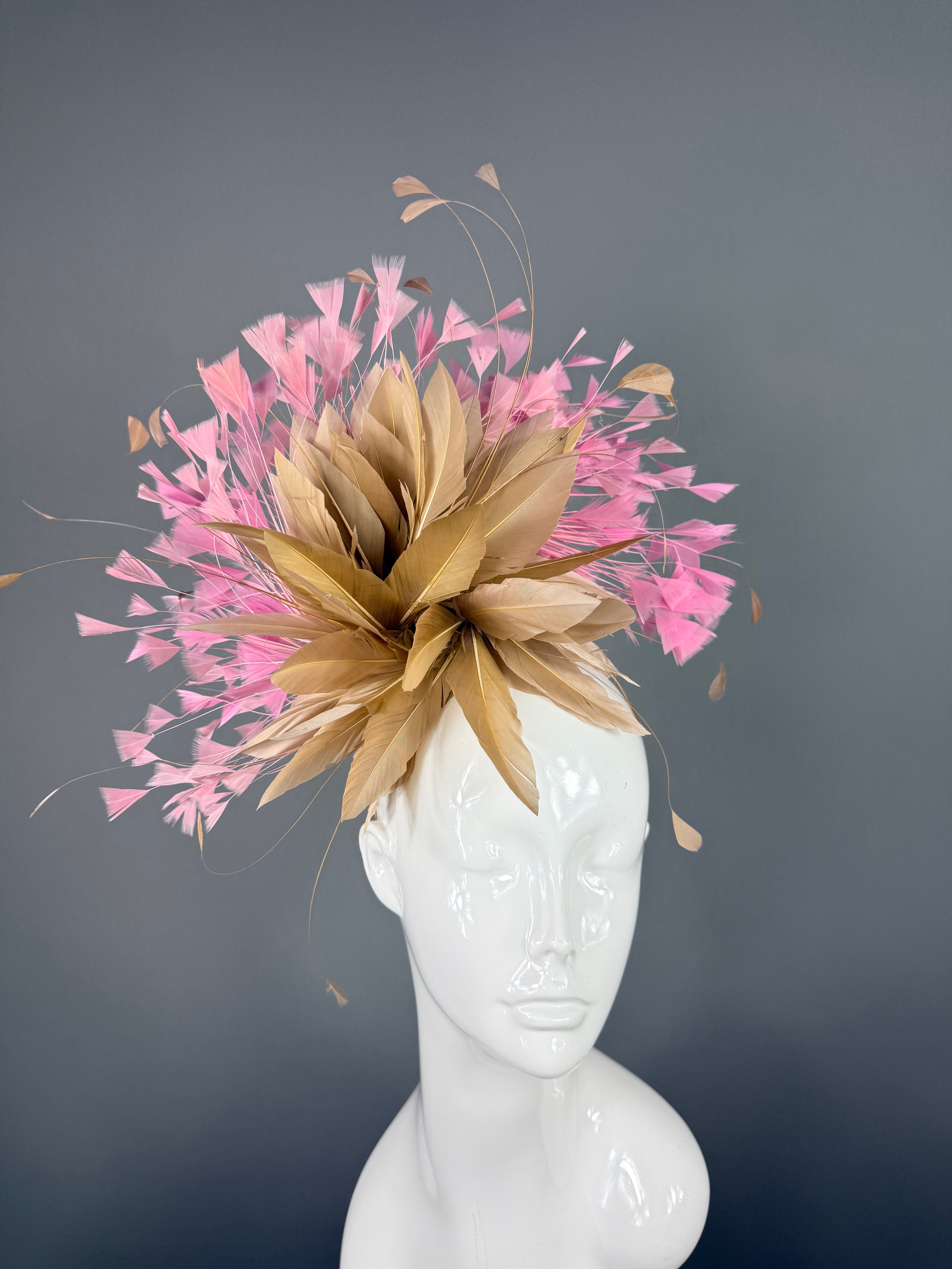 Kentucky Derby Fascinator Hat | Pink & Beige Headpiece | Derbyologie