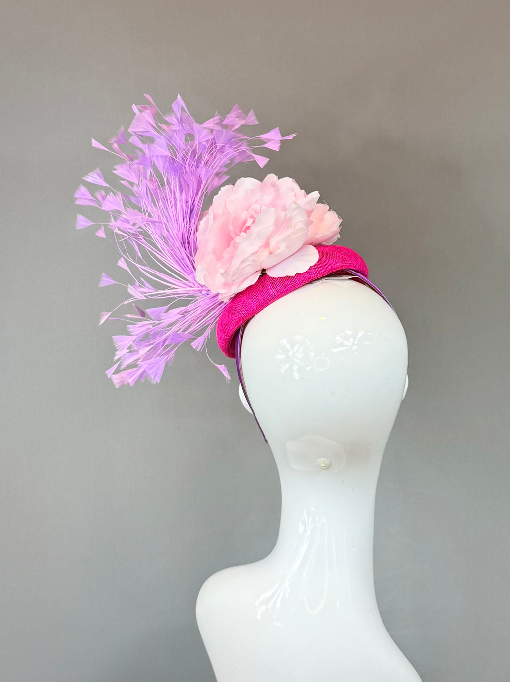 Kentucky Derby Fascinator Hat |pink and purple feather Headband Hat | Derbyologie