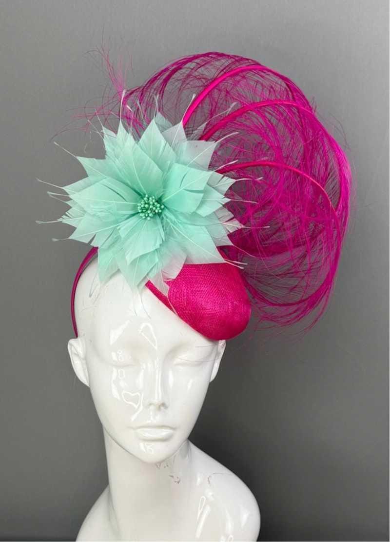 Kentucky Derby Fascinator Hat | Teal and Violet Flower Hat | Derbyologie