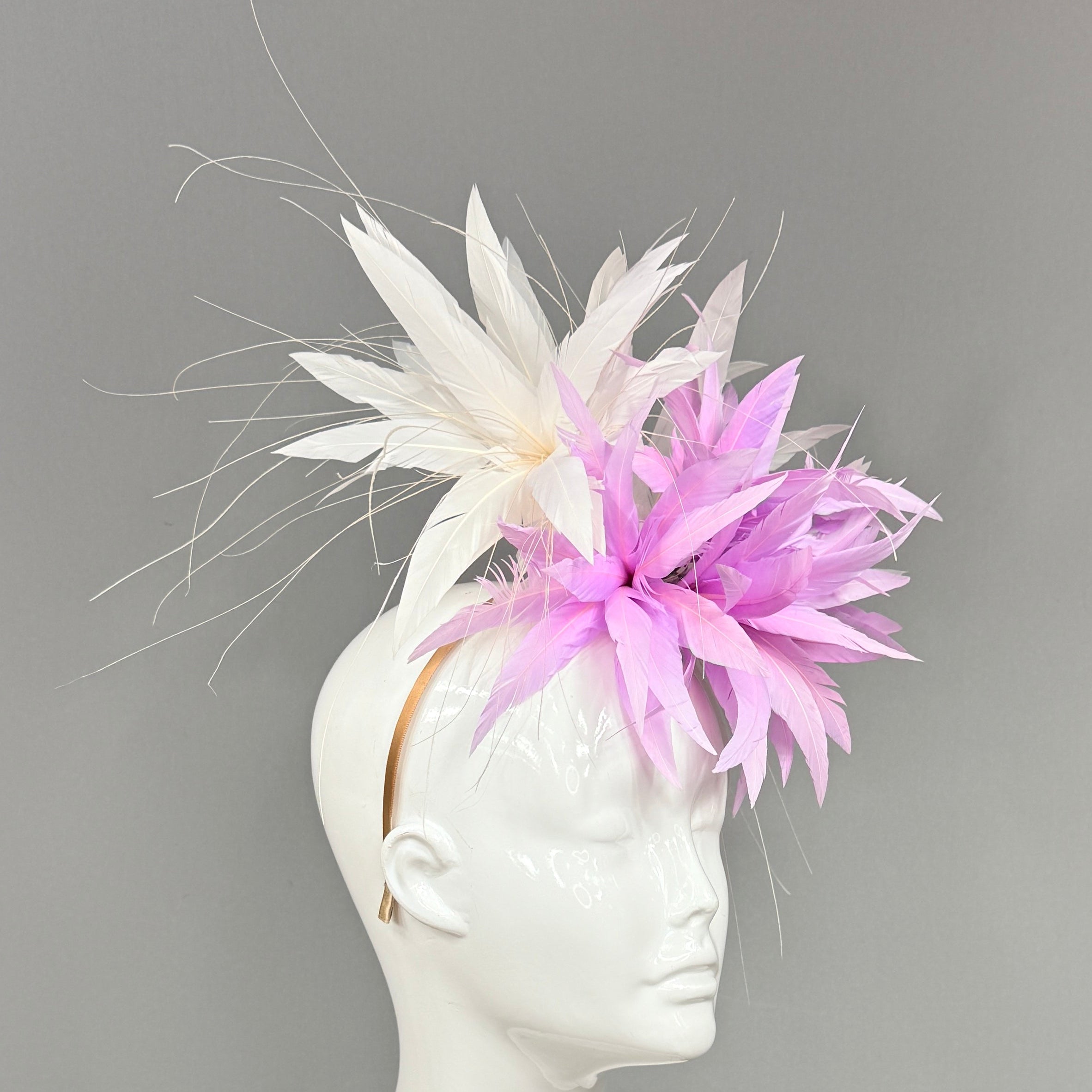 Kentucky Derby Fascinator Hat | White and light purple Headband Hat | Derbyologie