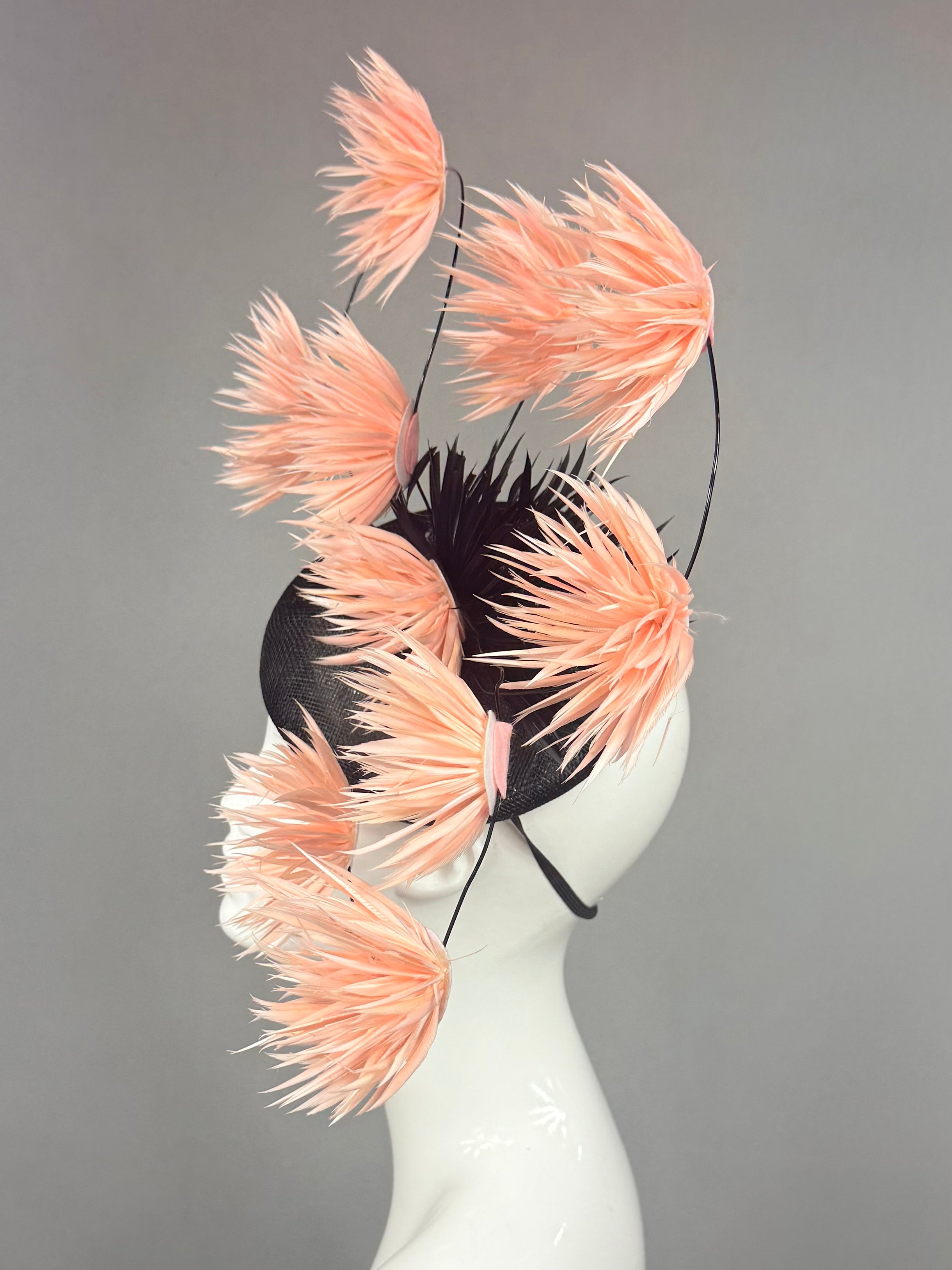 Kentucky Derby Fascinator Hat | Black and light pink Headband Hat | Derbyologie