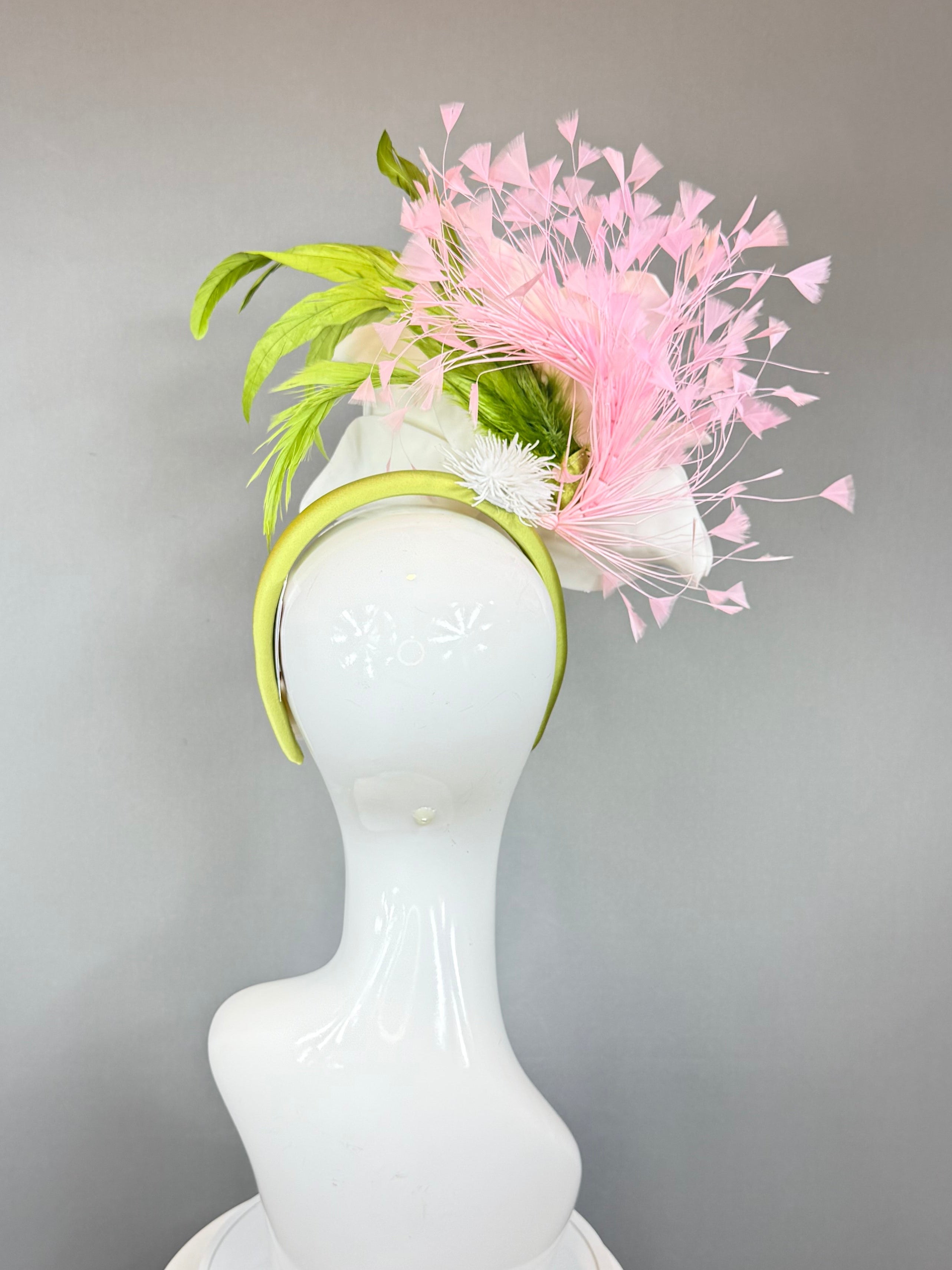 Kentucky Derby Fascinator Hat | White and Pink Flower Hat | Derbyologie