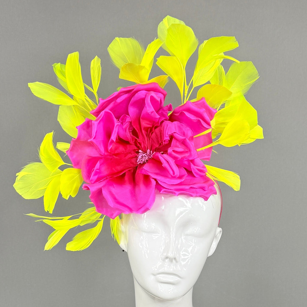 Kentucky Derby Fascinator Hat | Pink and Yellow Headpiece | Derbyologie