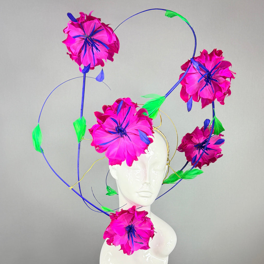 Kentucky Derby Fascinator Hat | Pink, Blue & Green Headband Hat | Derbyologie