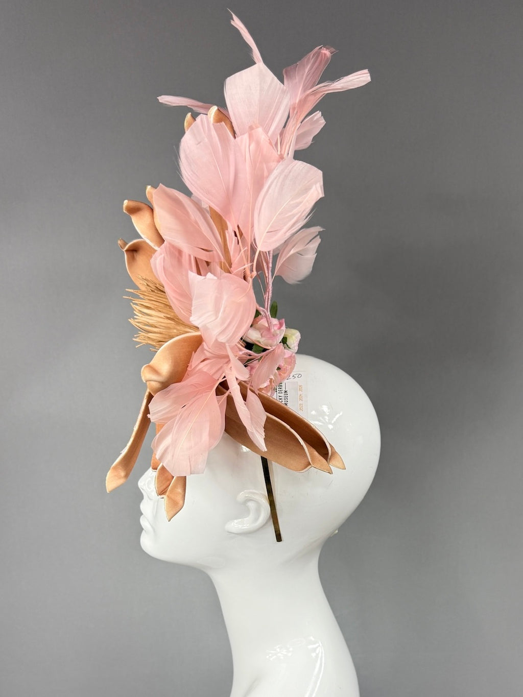 Kentucky Derby Fascinator Hat | Brown daisy and pink feathered Headpiece | Derbyologie