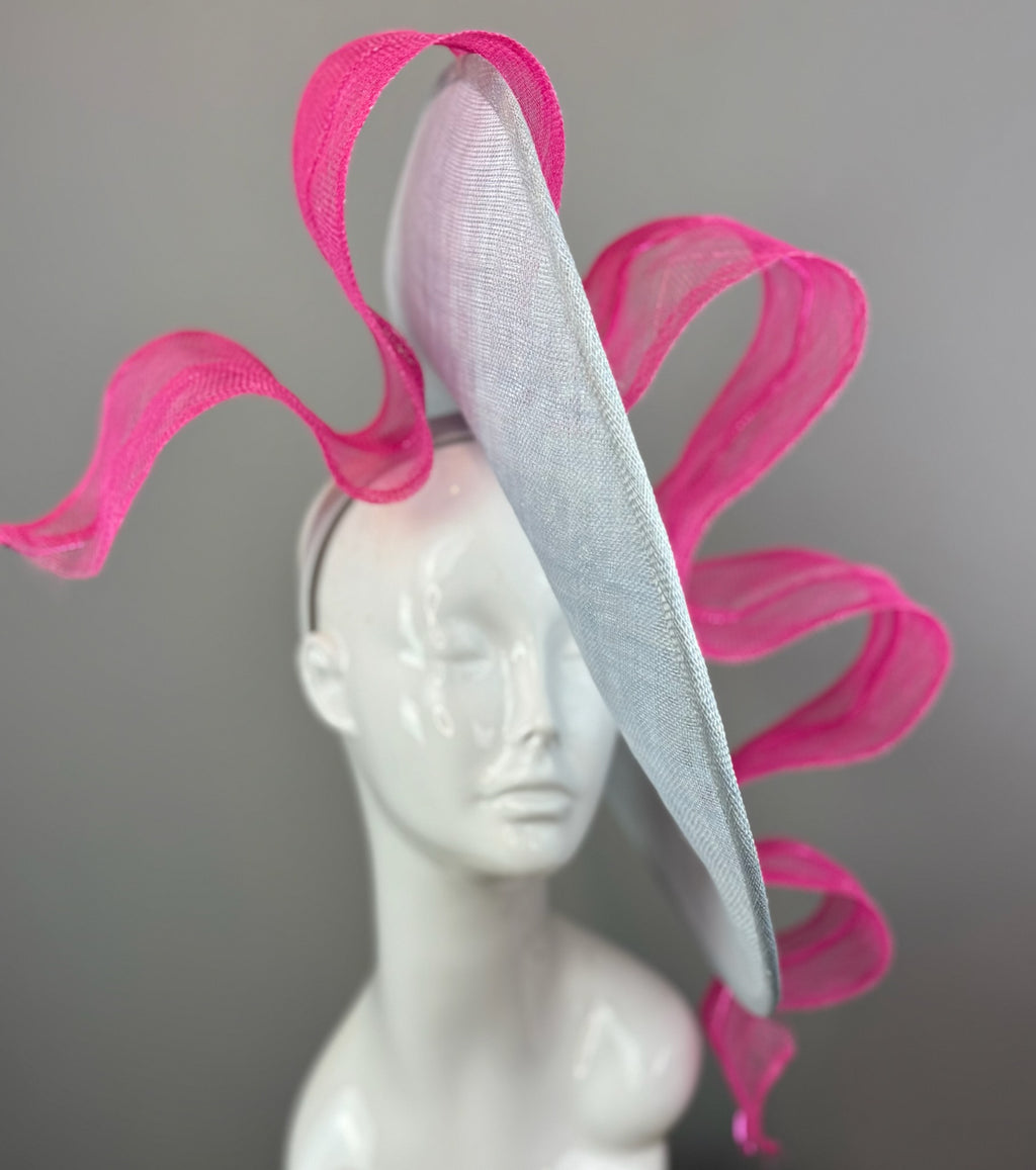 Light Blue and Pink Kentucky Derby fascinator, Derby Hat Alternative (PLATINUM LINE)