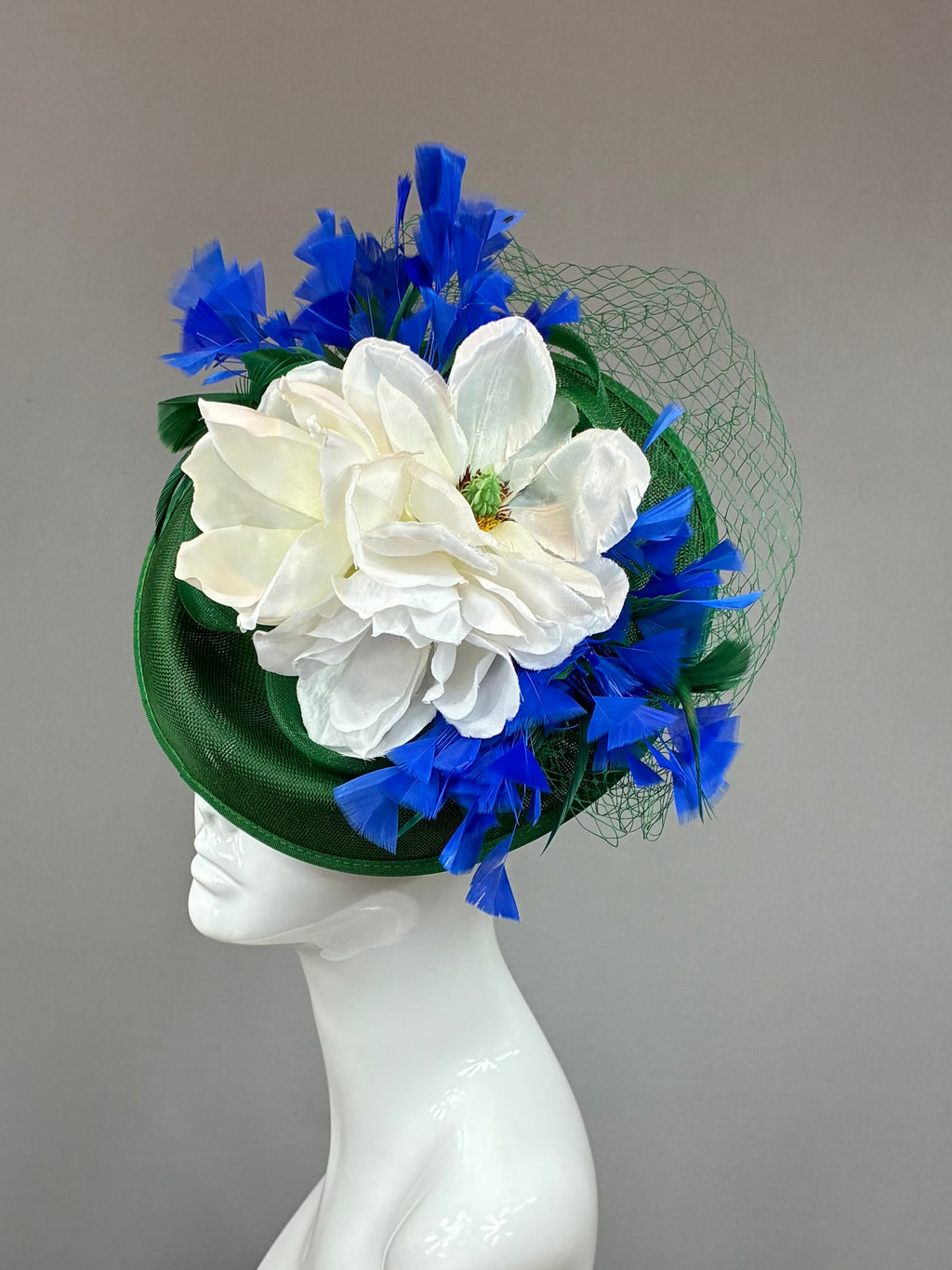 Kentucky Derby Fascinator Hat |Blue, green, and white Headband Hat | Derbyologie