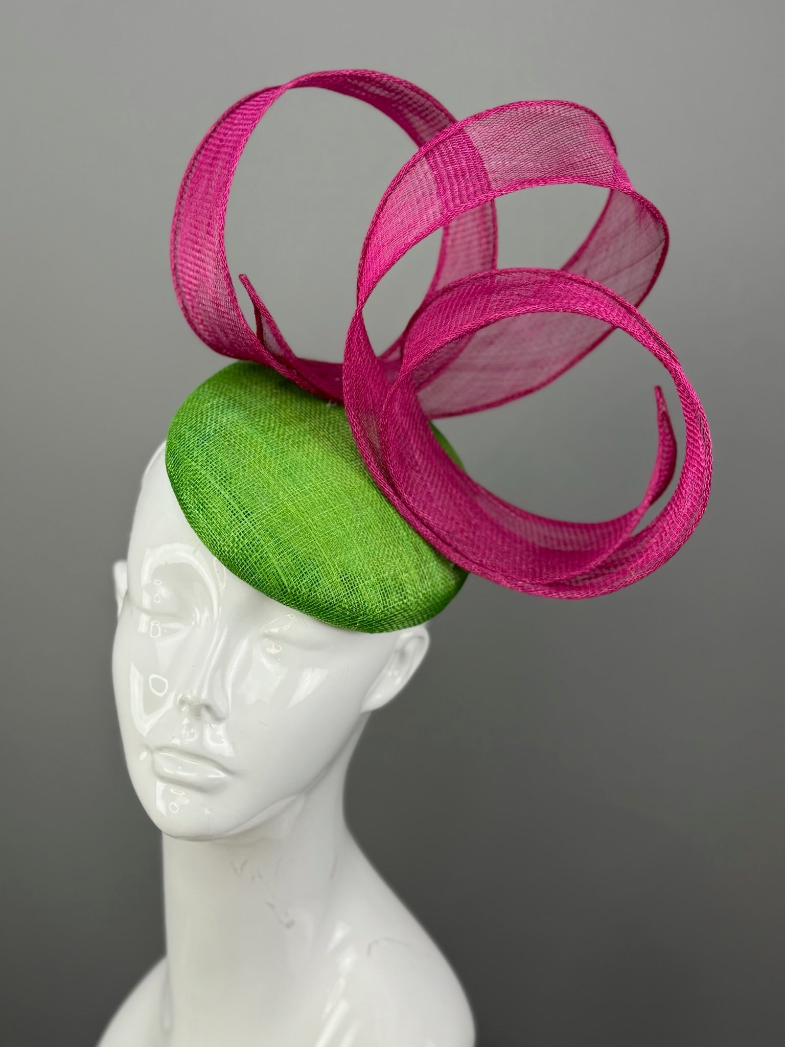 Hot Pink and Green Kentucky Derby fascinator, Derby Hat Alternative (GOLD LINE)