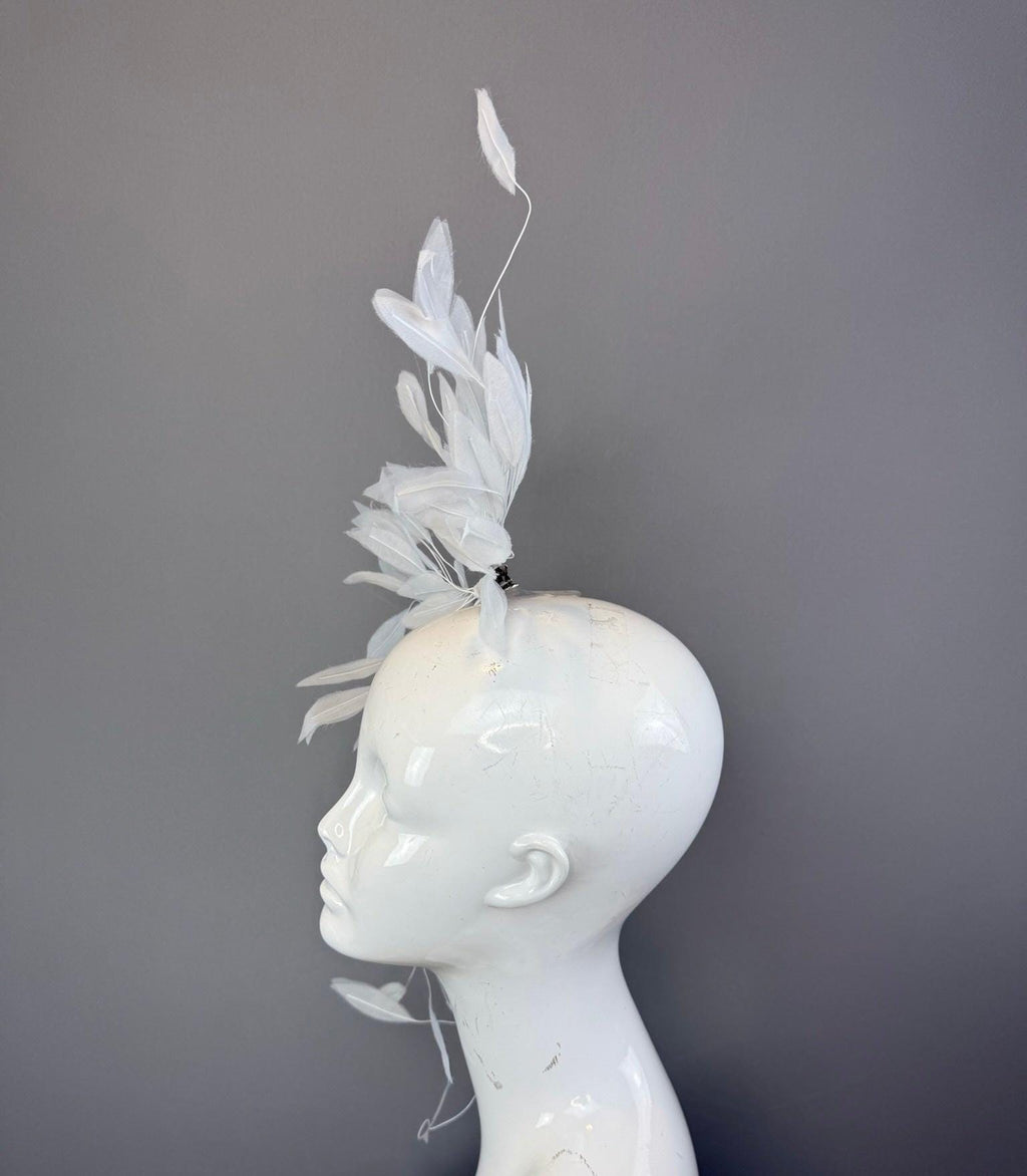 Kentucky Derby Fascinator Hat | White feather Headpiece | Derbyologie