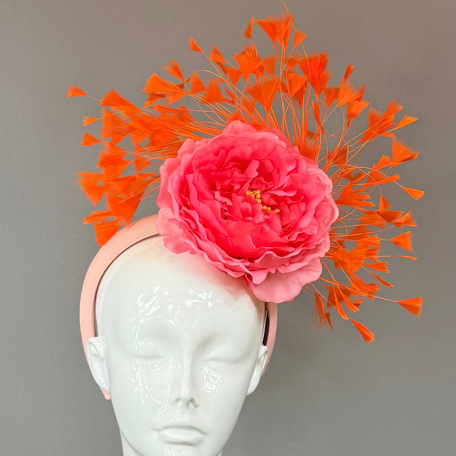 Kentucky Derby Fascinator Hat | Pink and Orange Flower Hat | Derbyologie