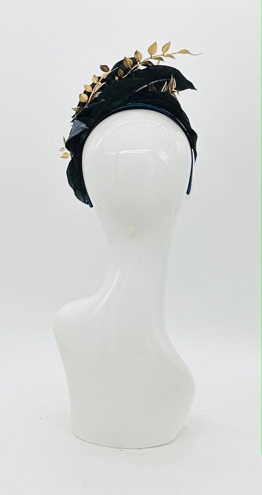 Navy blue and gold Kentucky Derby Fascinator (SILVER LINE)