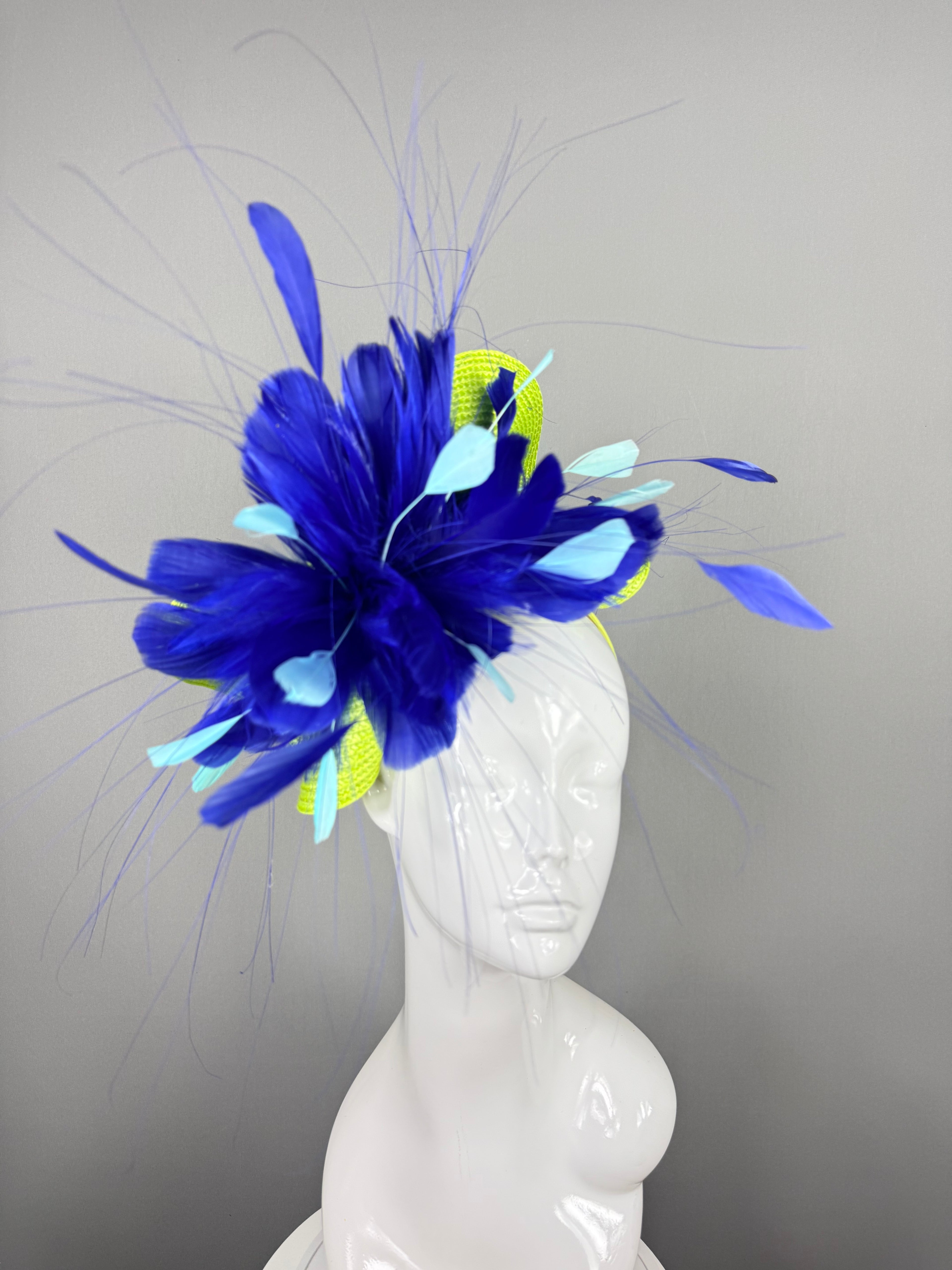 Kentucky Derby Fascinator Hat | Blue, Turquoise and Green Headpiece | Derbyologie