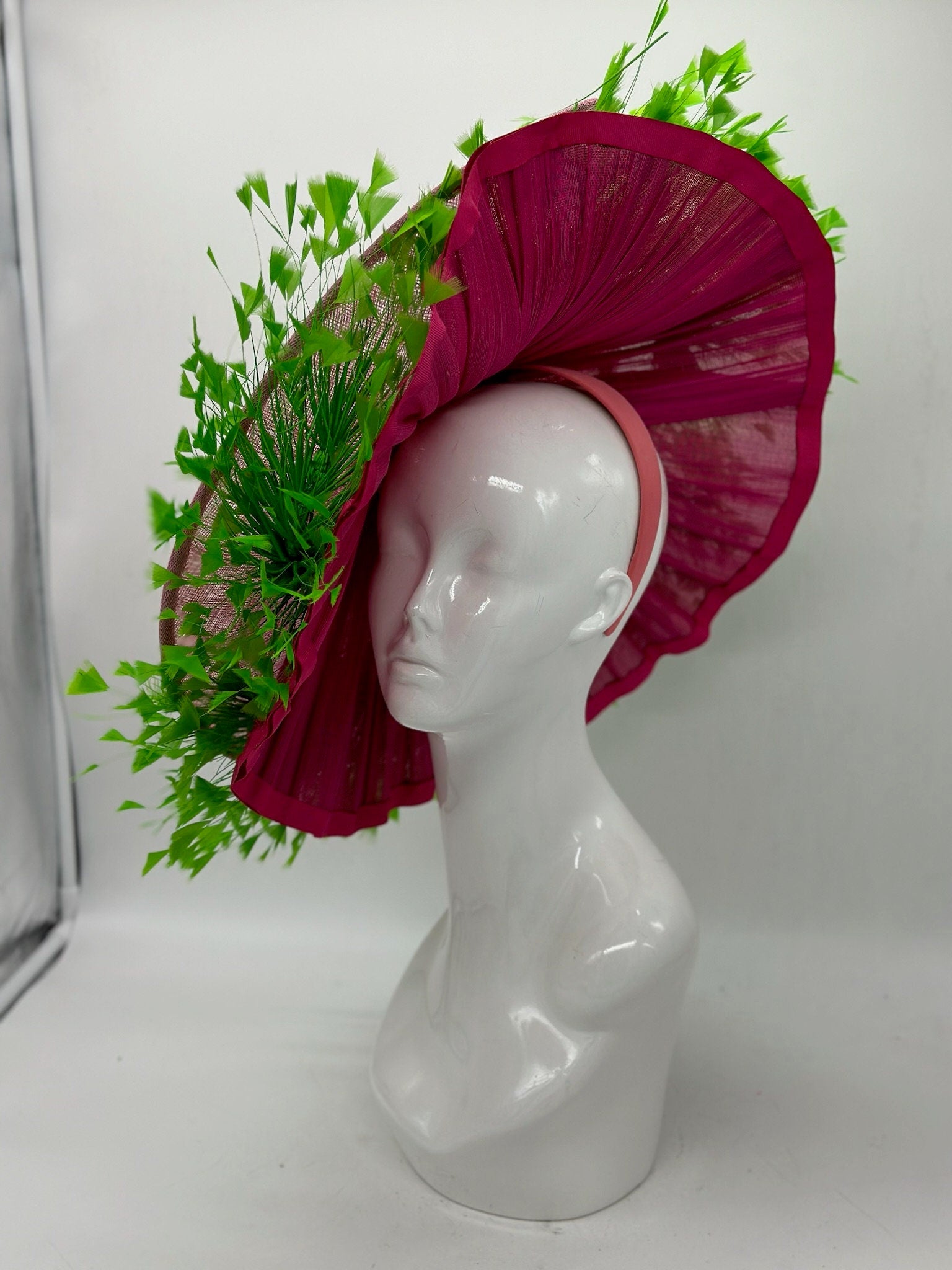 Light pink and green Derby Fascinator, Kentucky Derby Hat Alternative, Kentucky derby hat, (PLATINUM LINE)