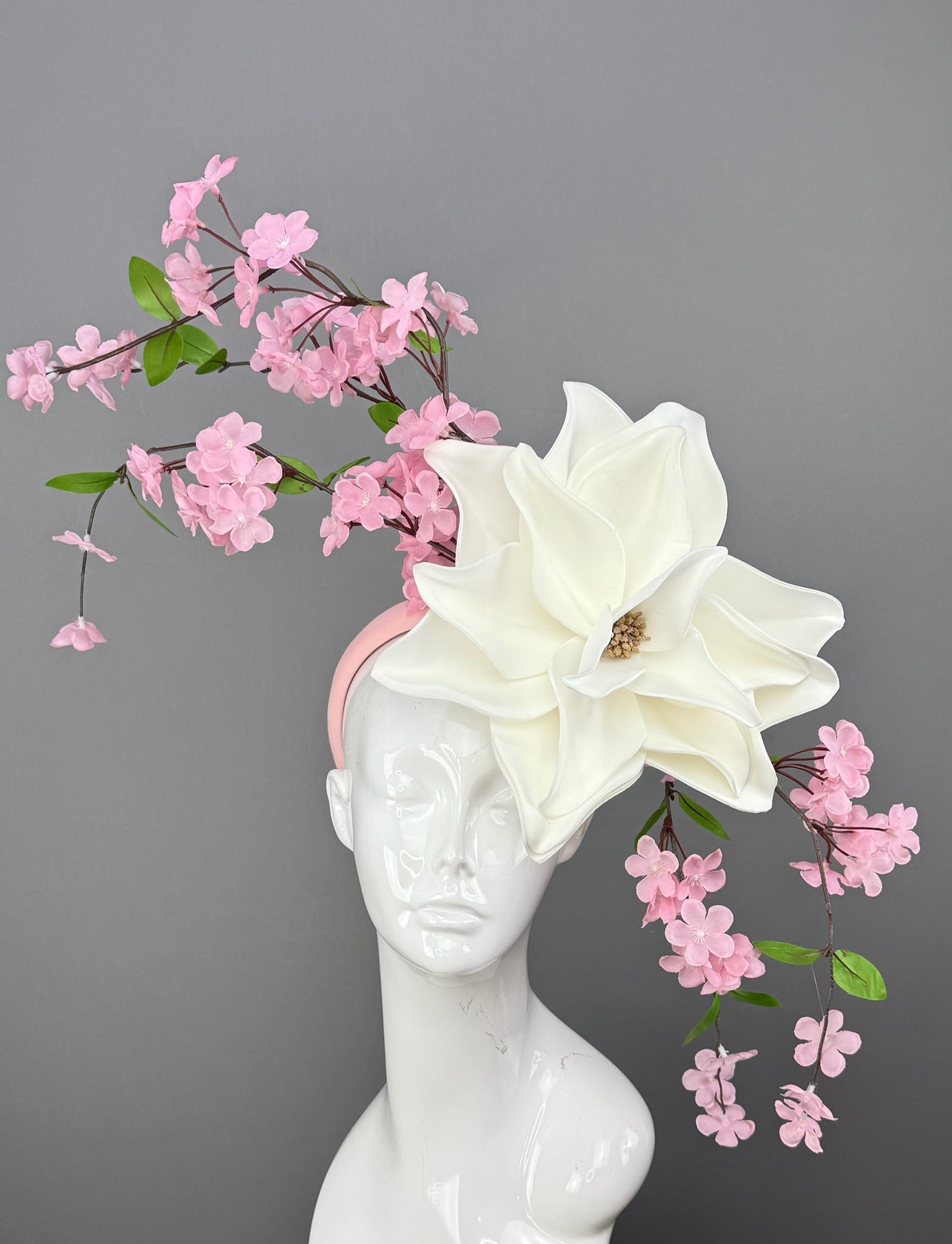 Pink and White Kentucky Derby fascinator, Derby Hat Alternative (GOLD LINE)