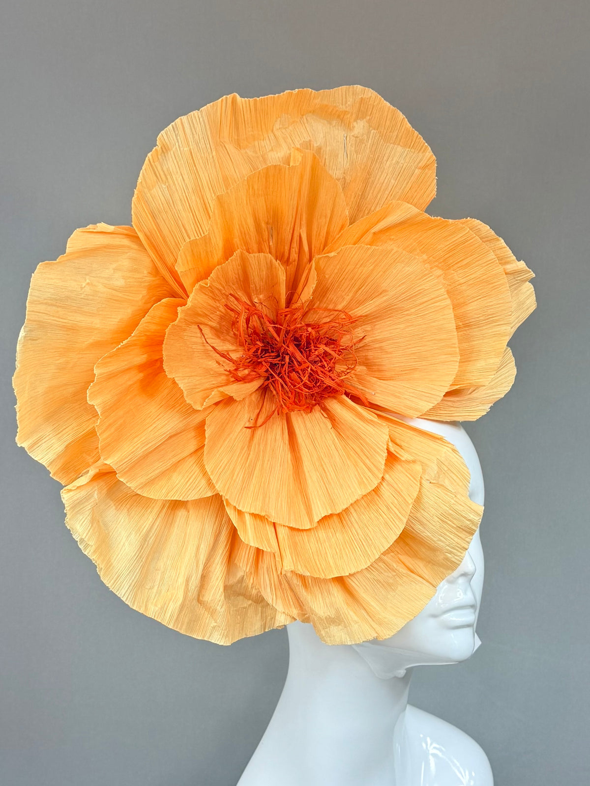 Tangerine orange floral Derby Fascinator, Kentucky Derby Hat Alternative, Kentucky derby hat (GOLD LINE)
