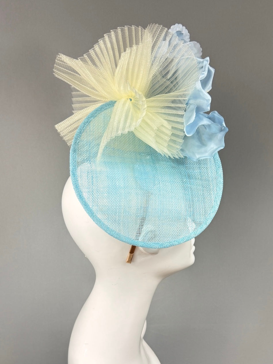 Kentucky Derby Fascinator Hat |Oversized blue silk peony Headpiece | Derbyologie