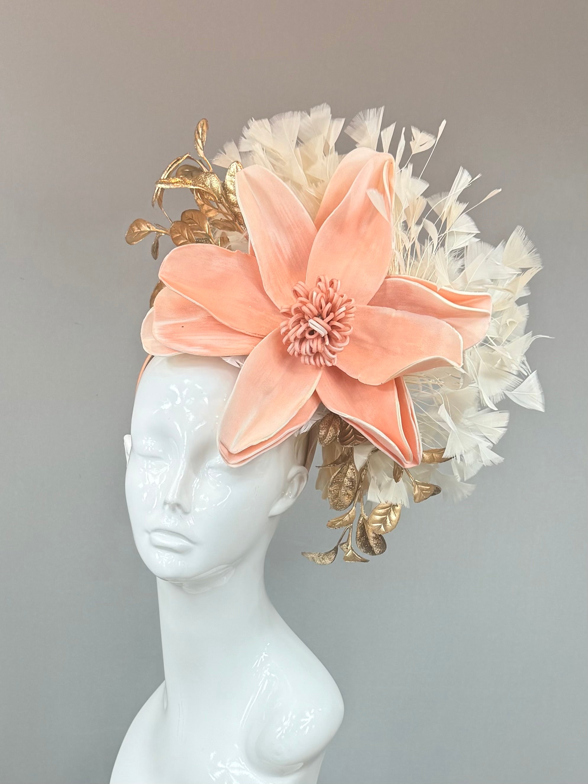 Kentucky Derby Fascinator Hat | Blush pink and gold Headpiece | Derbyologie