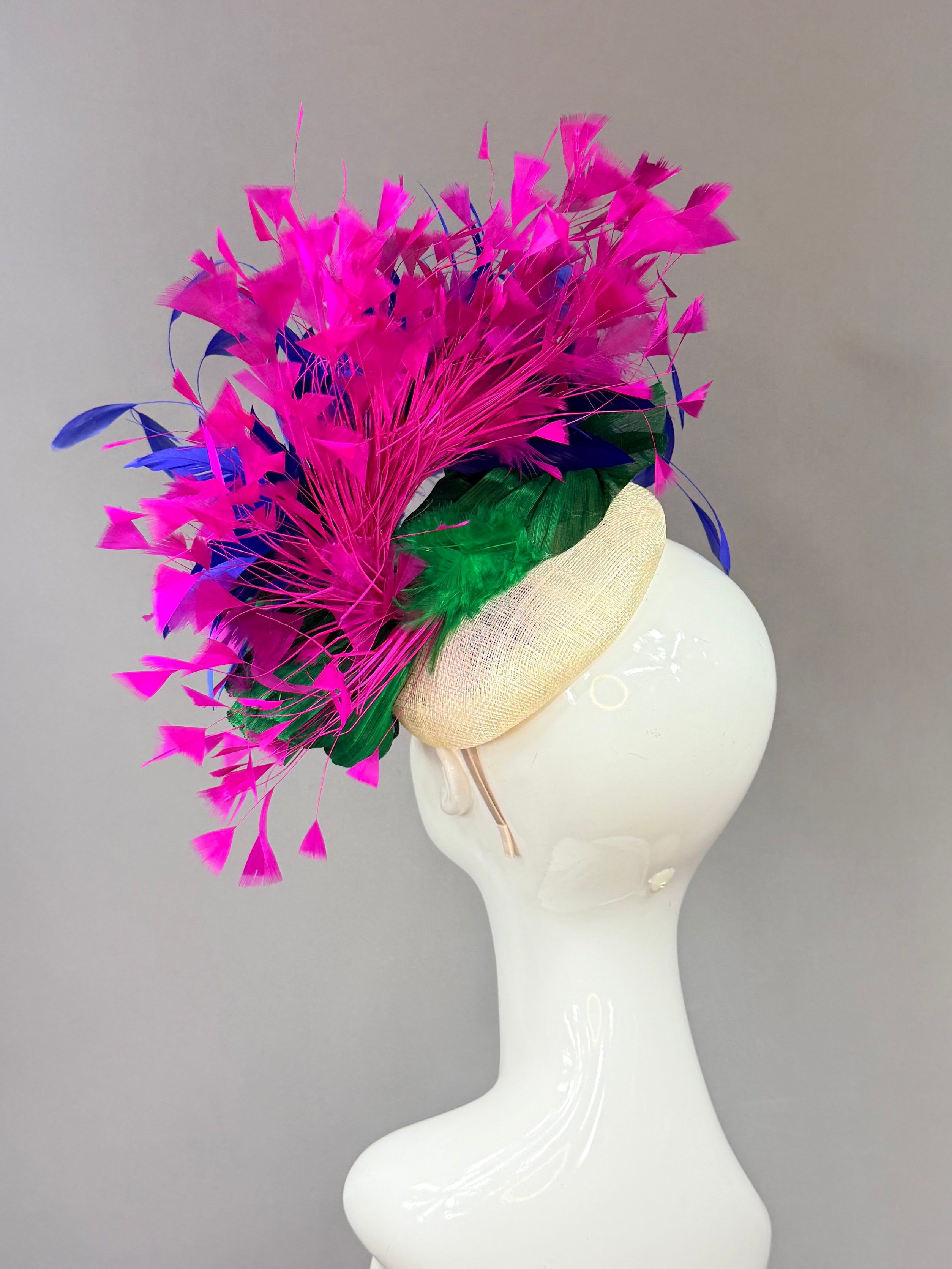 Kentucky Derby Fascinator Hat | fuchsia, blue, and green Headband Hat | Derbyologie