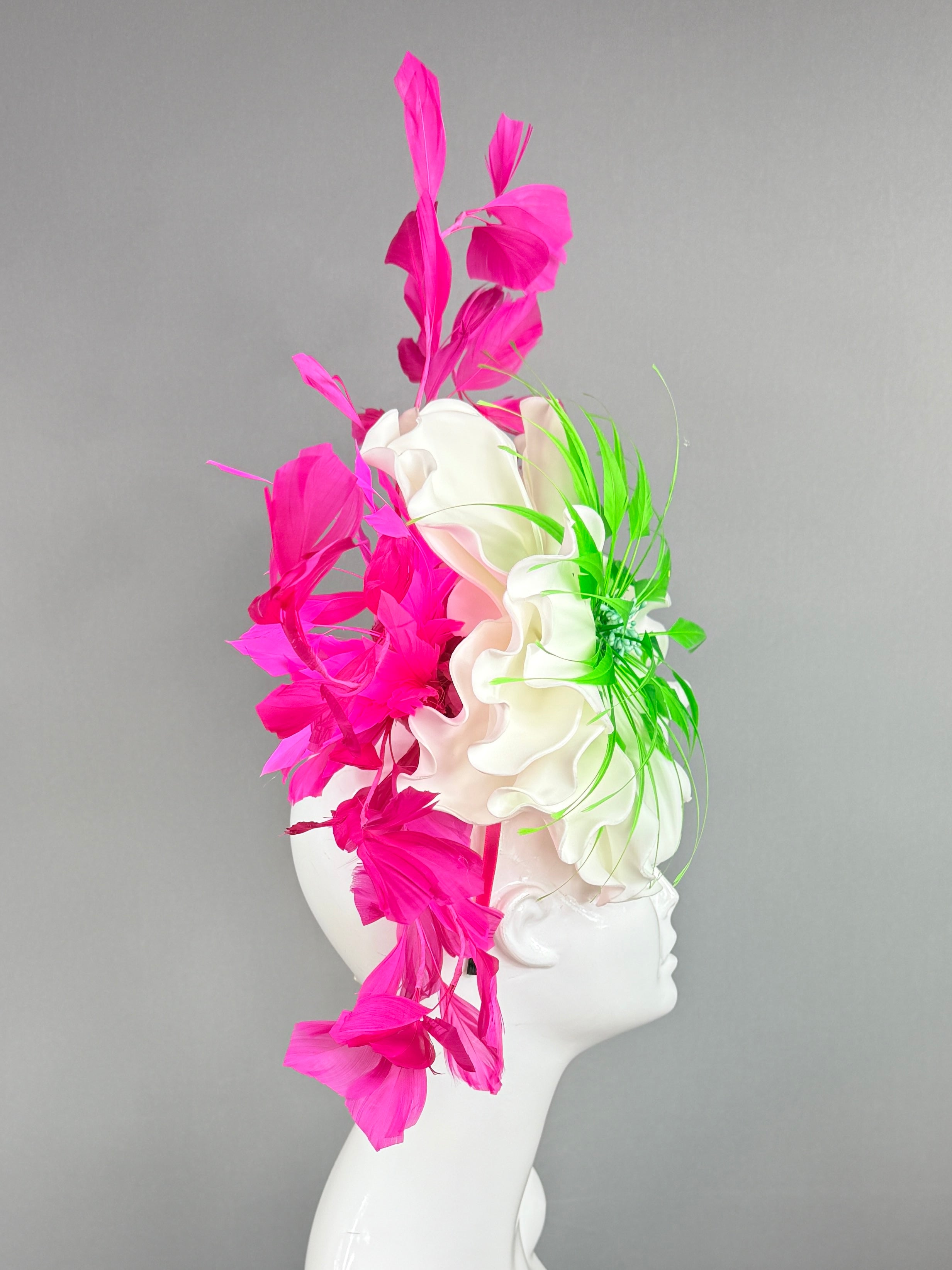 Kentucky Derby Fascinator Hat | pink, green, and white Headpiece | Derbyologie