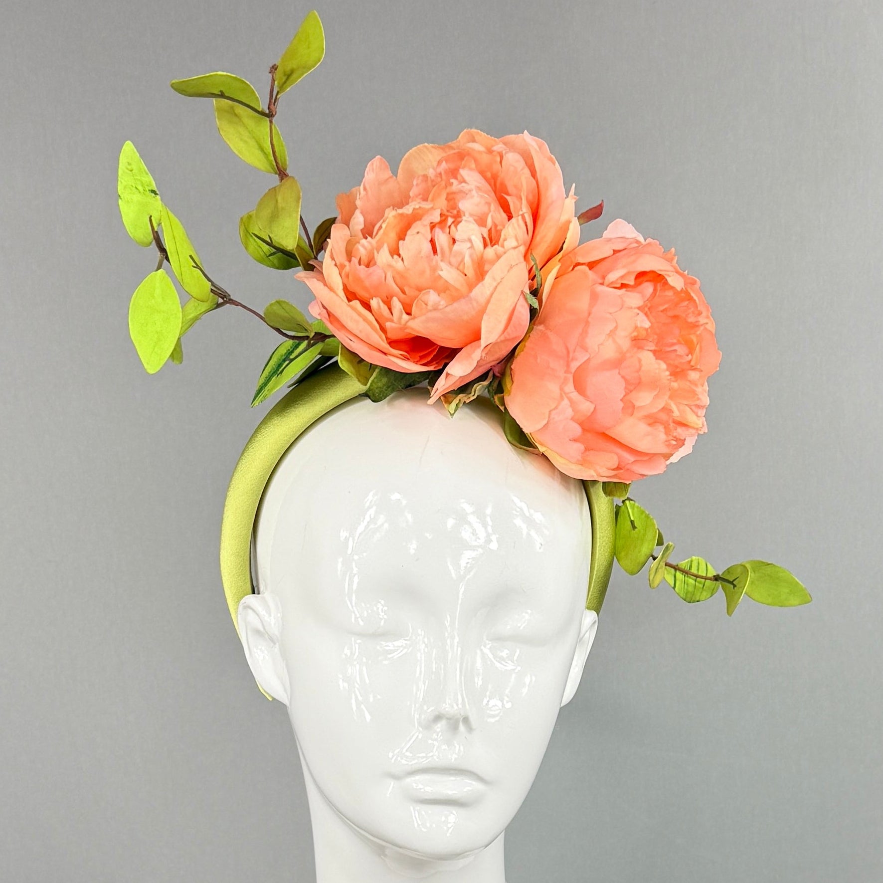 Kentucky Derby Fascinator Hat |Peach and green Headpiece | Derbyologie