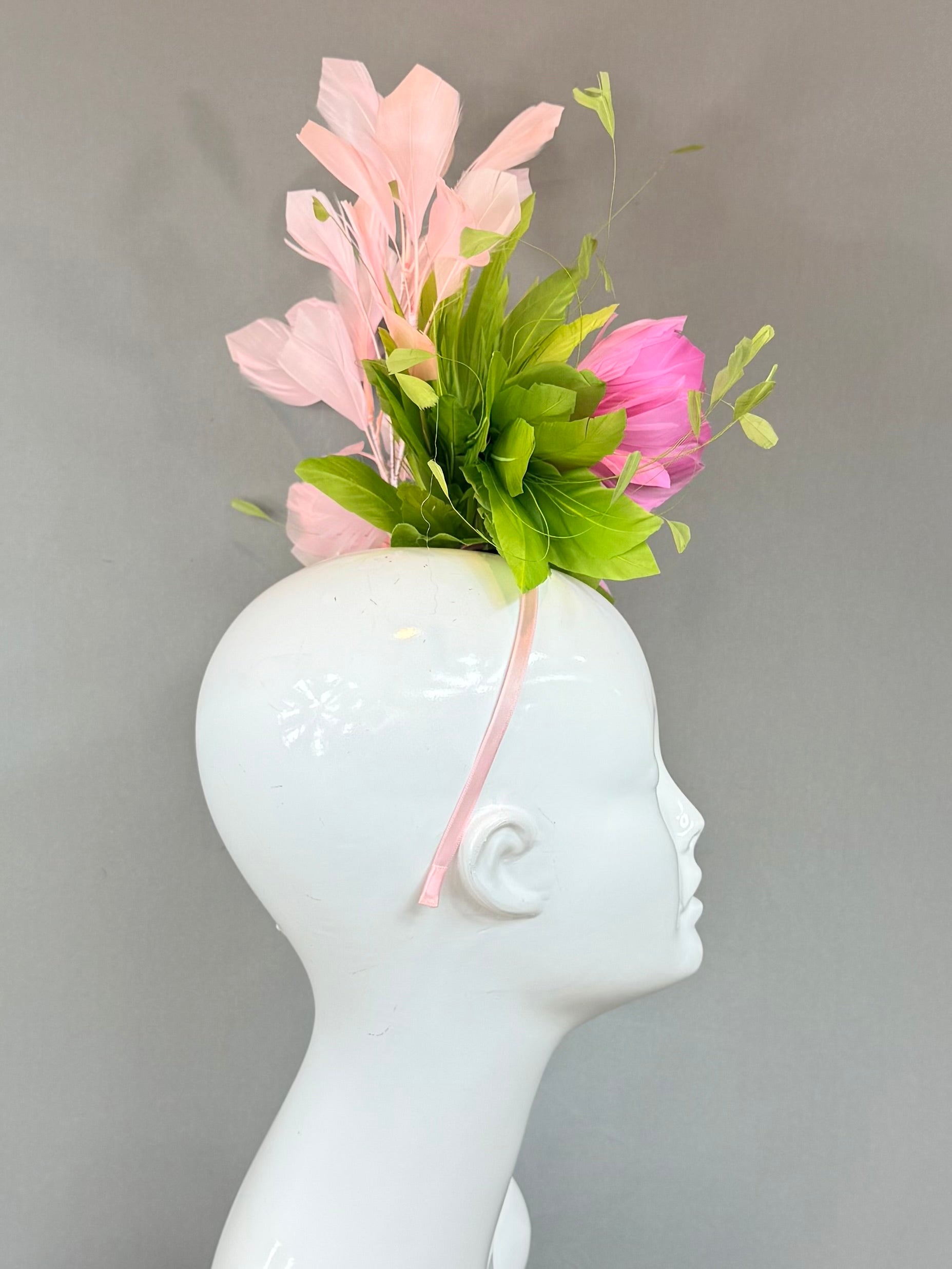 Kentucky Derby Fascinator Hat | Pink and green Headband Hat | Derbyologie
