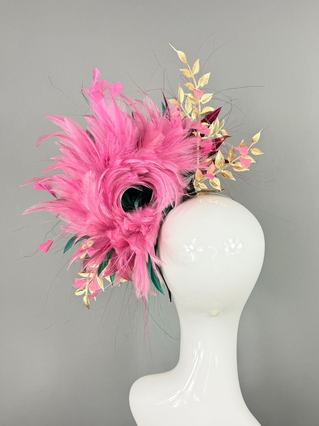 Kentucky Derby Fascinator Hat | Pink, Green, Burgundy and Gold Headpiece | Derbyologie