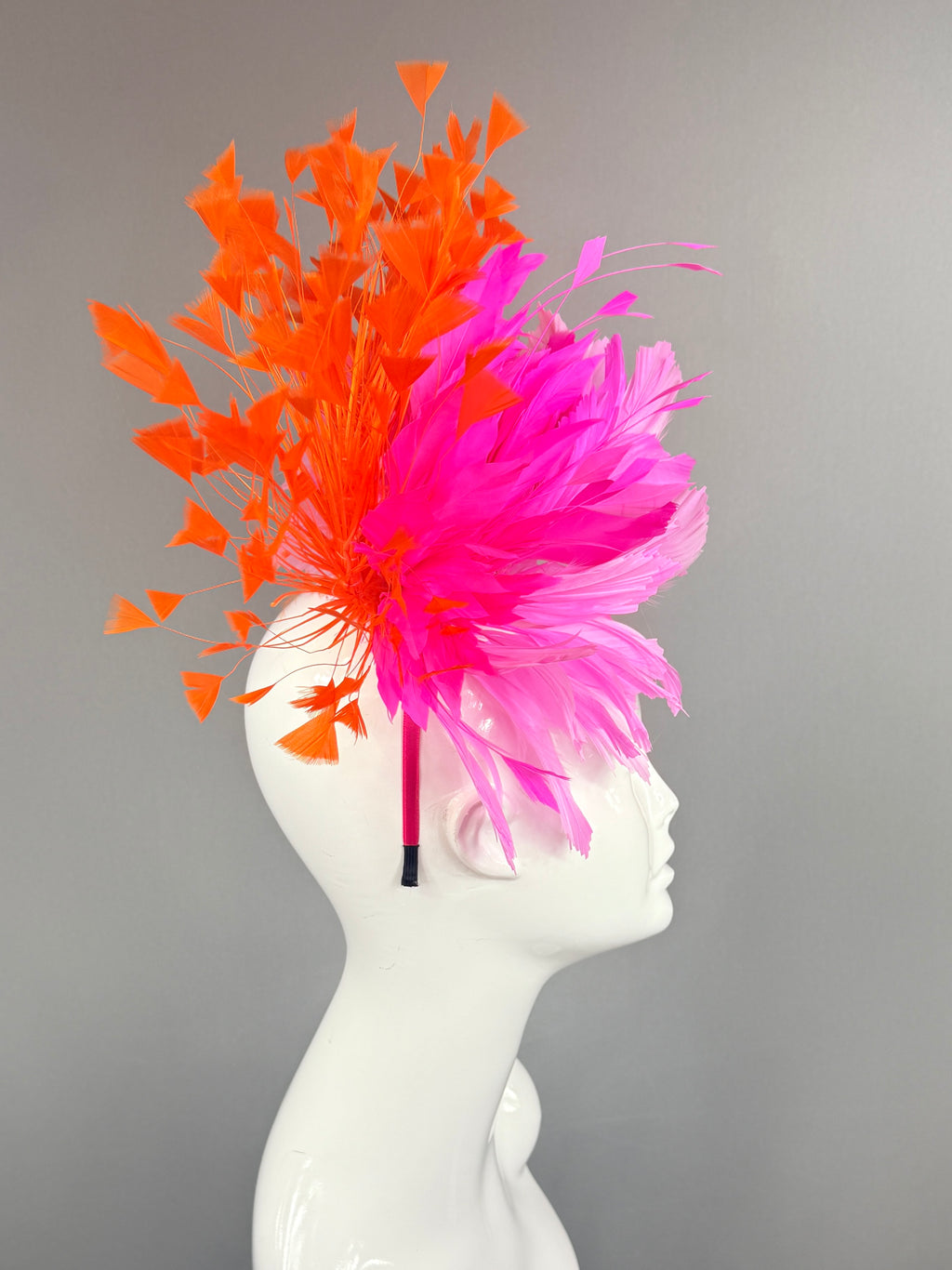 Hot Pink and Orange Kentucky Derby fascinator, Derby Hat Alternative