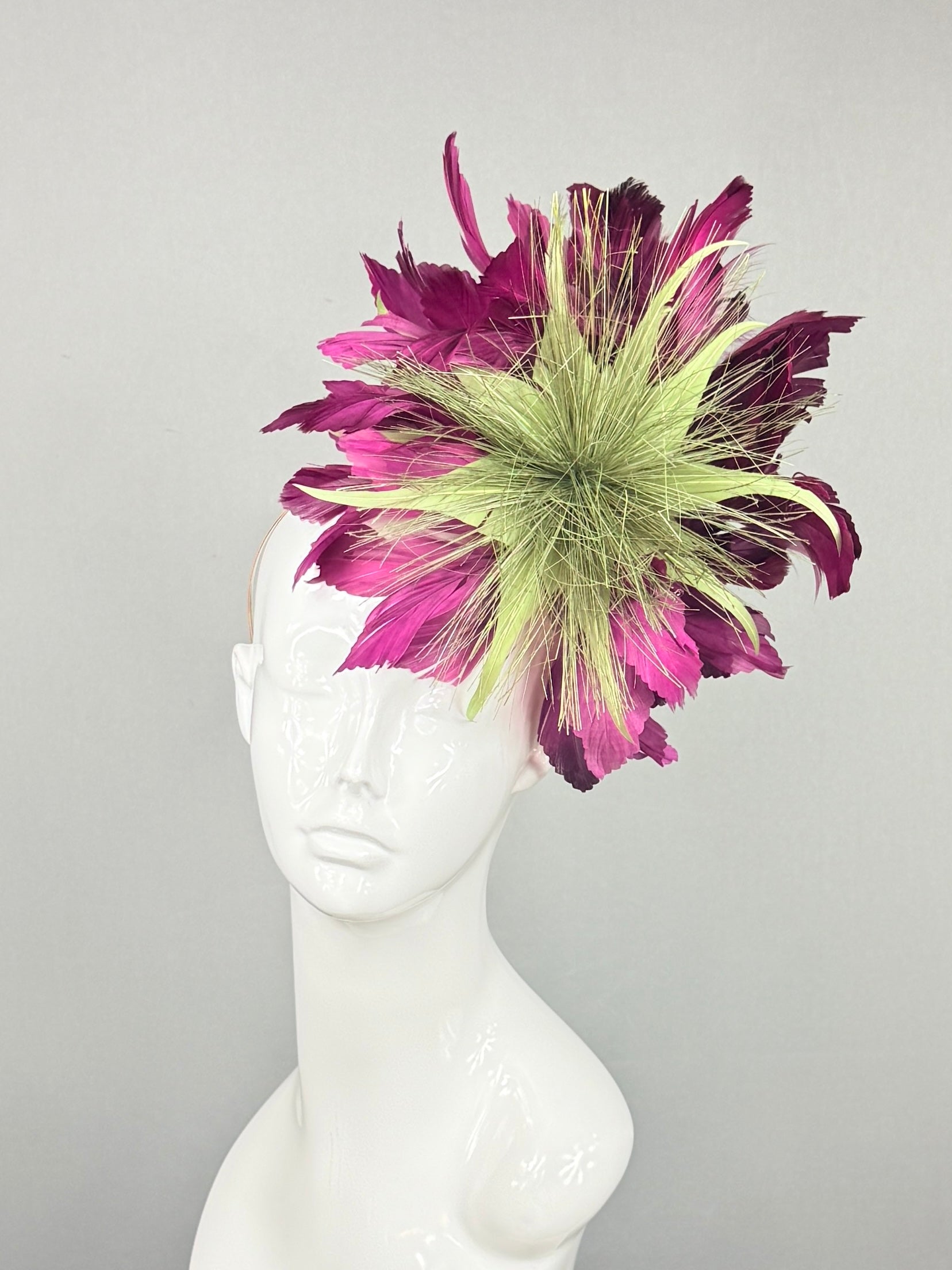 Kentucky Derby Fascinator Hat | Purple plum and olive green Headband Hat | Derbyologie