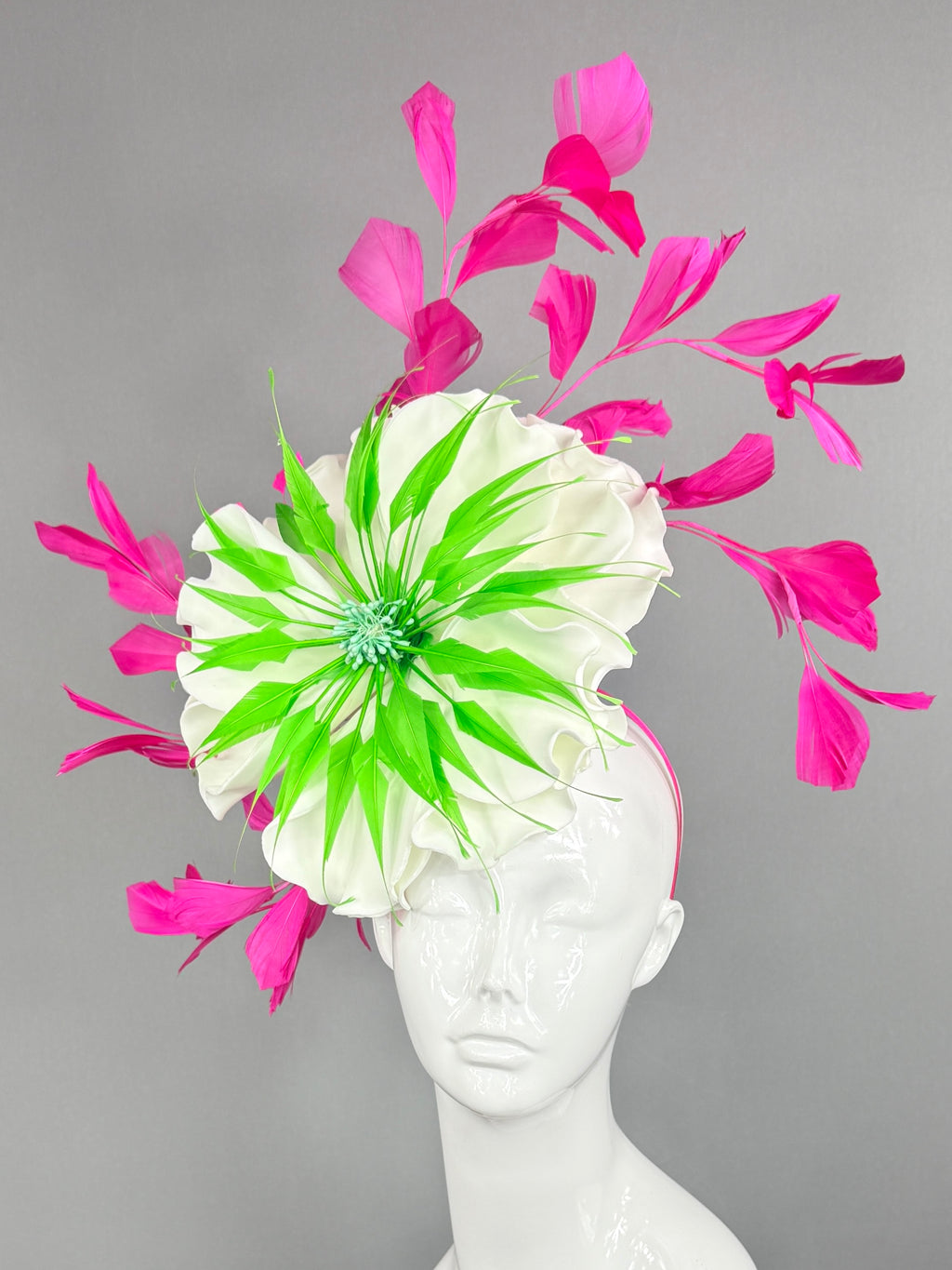 Kentucky Derby Fascinator Hat | pink, green, and white Headpiece | Derbyologie