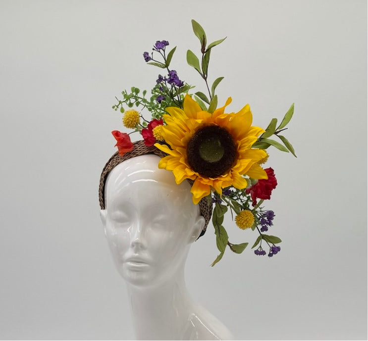 Yellow, Red and Green Kentucky Derby fascinator, Derby Hat Alternative
