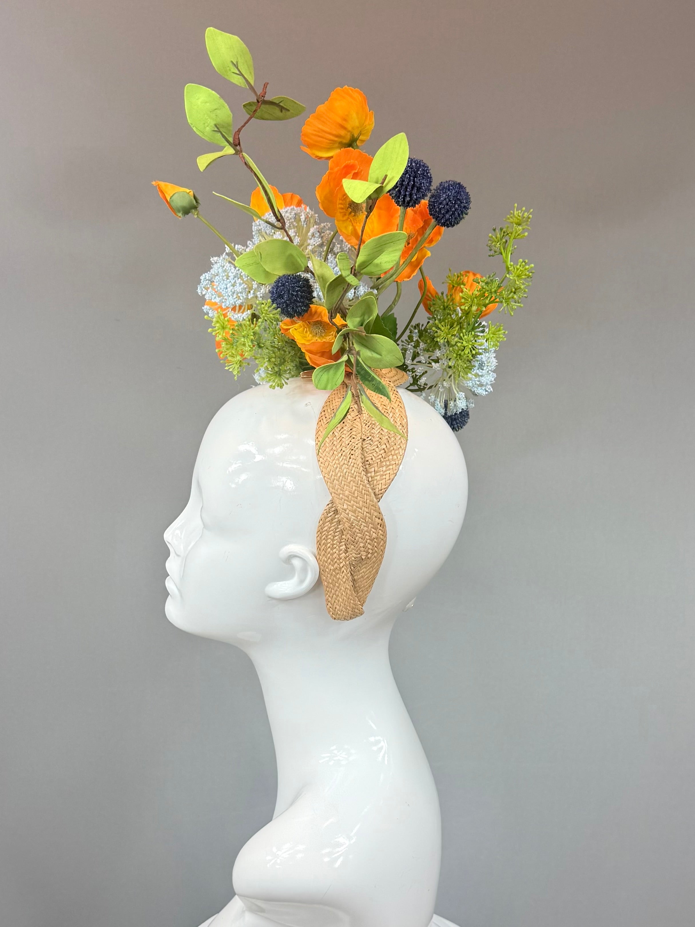 Kentucky Derby Fascinator Hat | Orange, Blue & Green Hat | Derbyologie