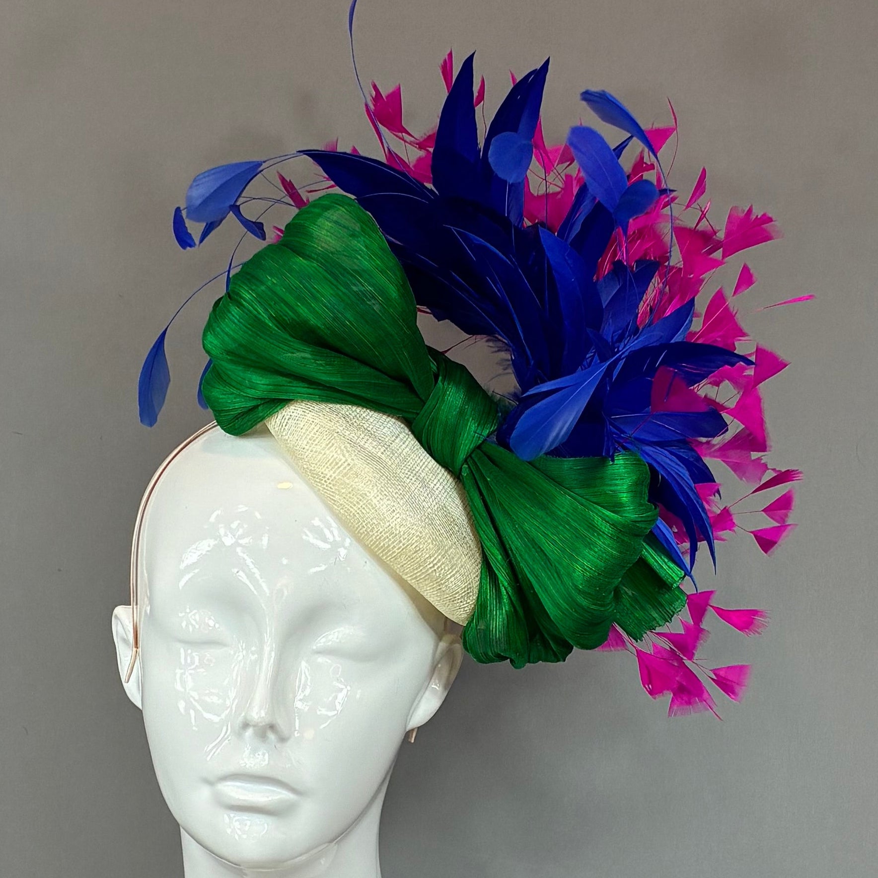 Kentucky Derby Fascinator Hat | fuchsia, blue, and green Headband Hat | Derbyologie
