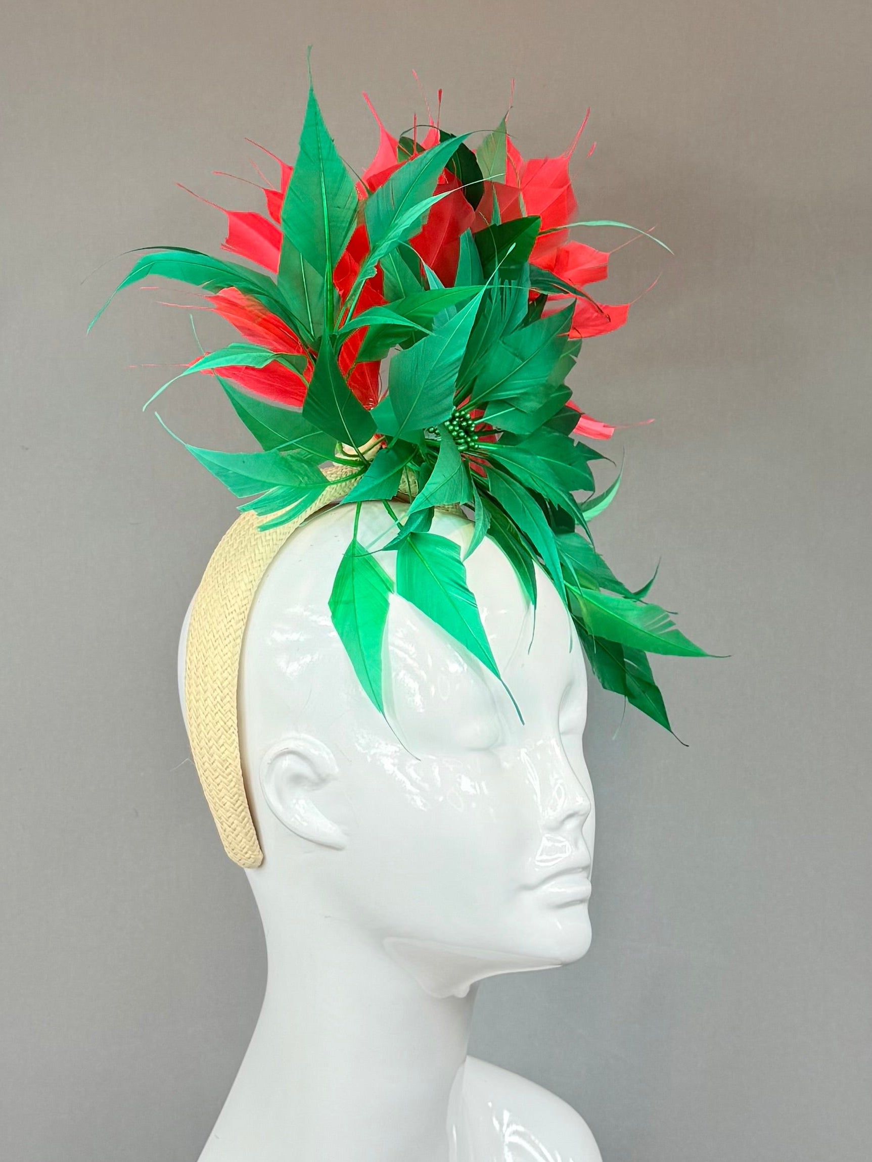Kentucky Derby Fascinator Hat | Coral & Green Headpiece | Derbyologie