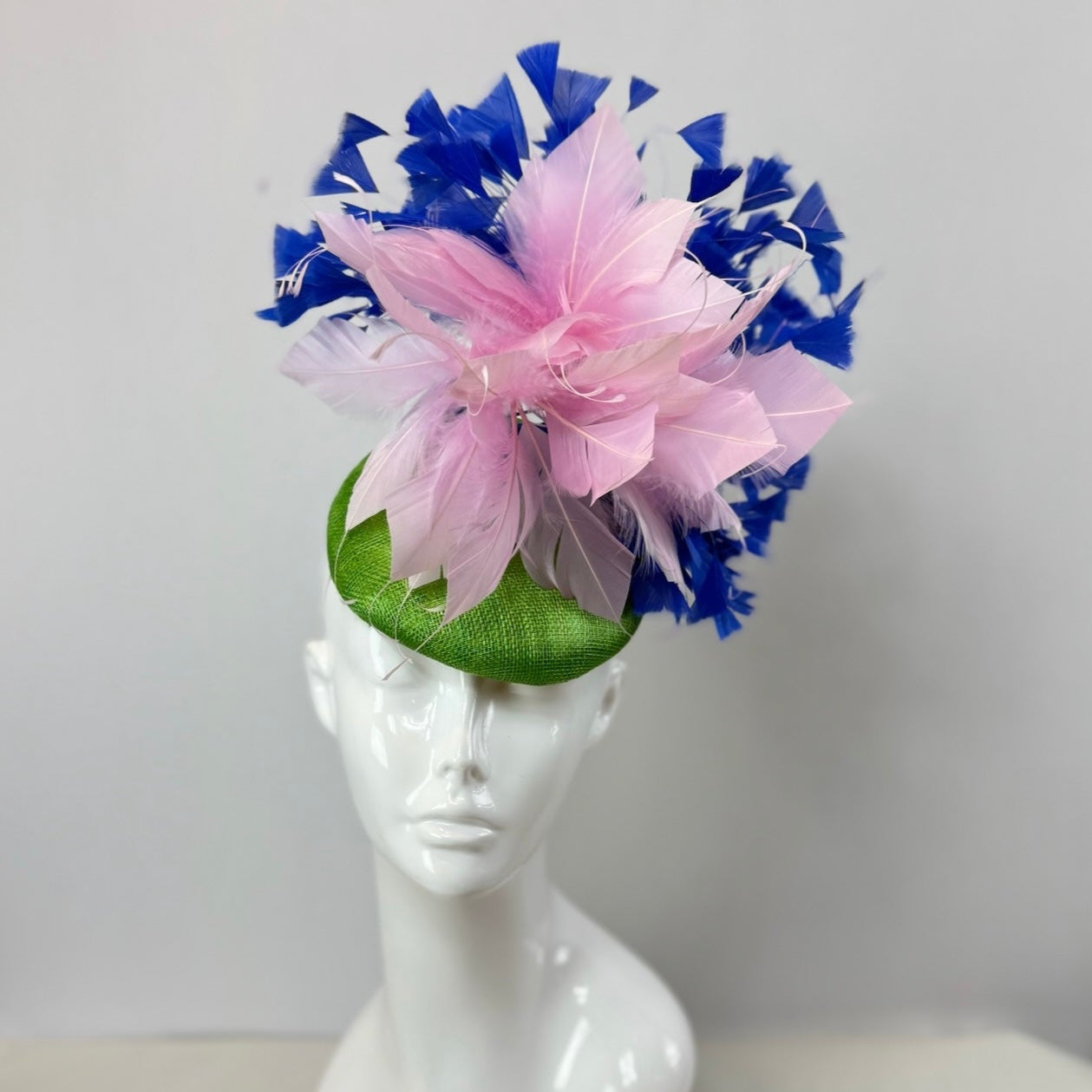 Green, Pink and Blue Kentucky Derby fascinator, Derby Hat Alternative (GOLD LINE)