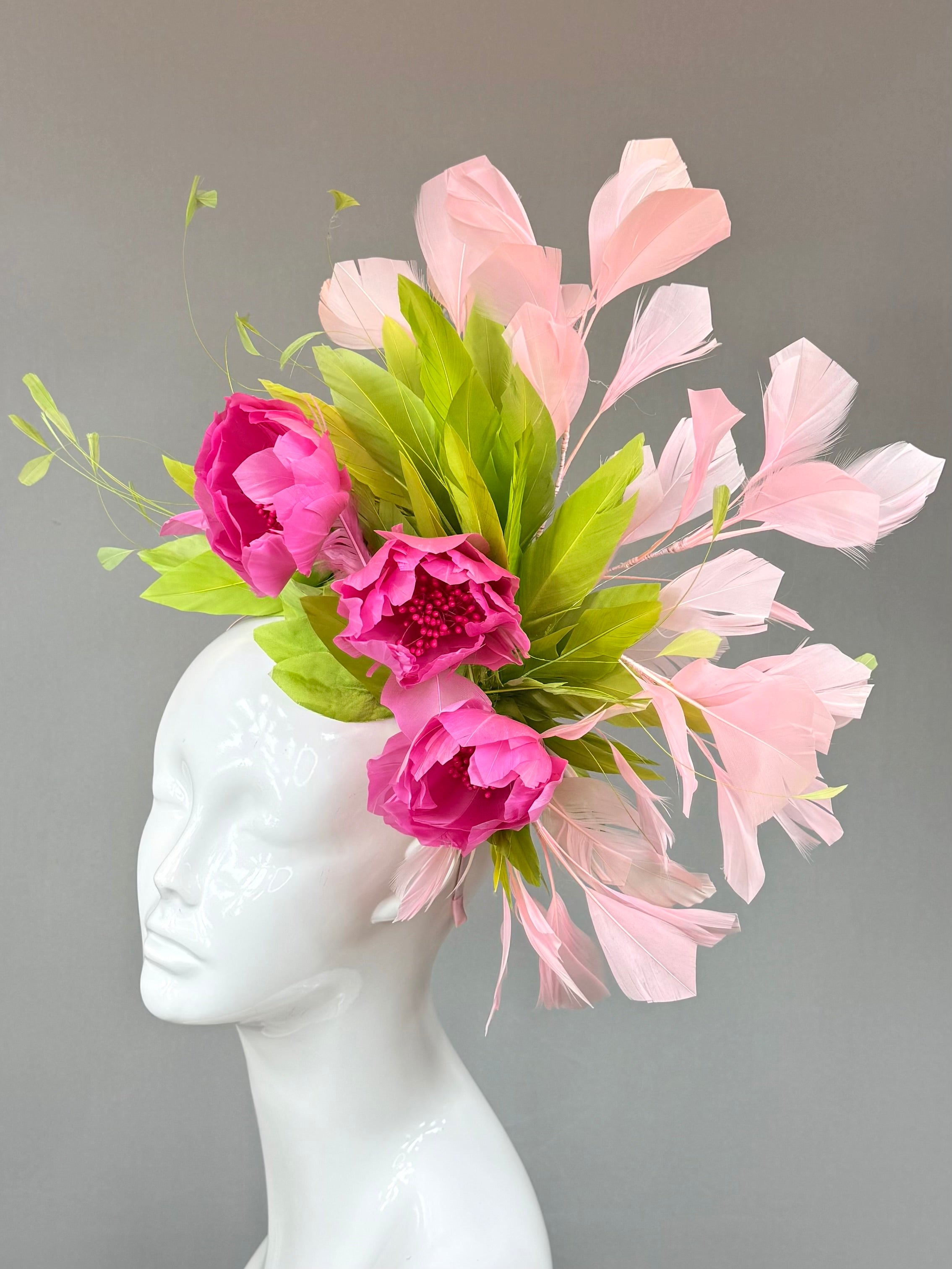 Kentucky Derby Fascinator Hat | Pink and green Headband Hat | Derbyologie