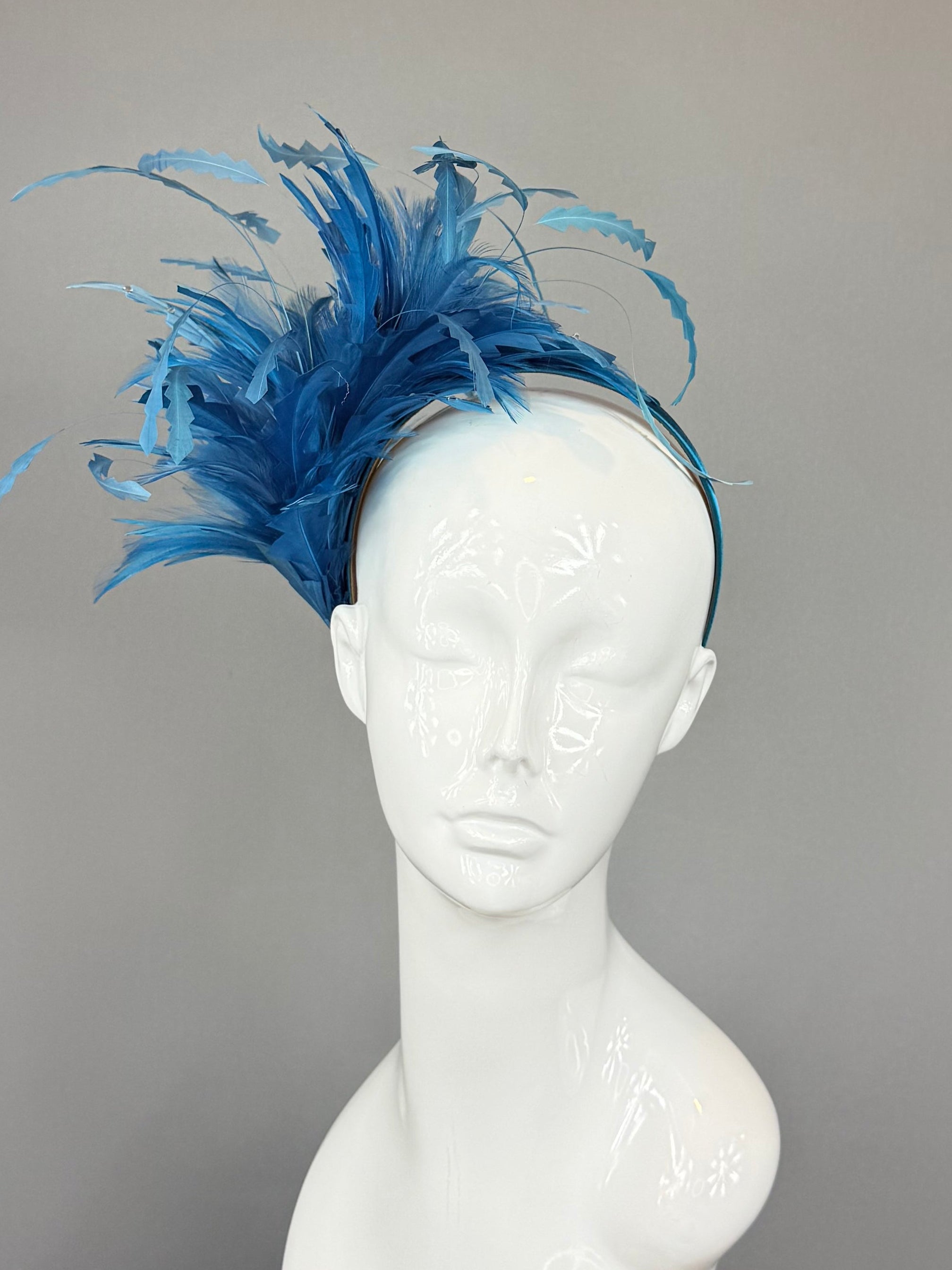 Kentucky Derby Fascinator Hat | Teal Blue Feather Headband | Derbyologie