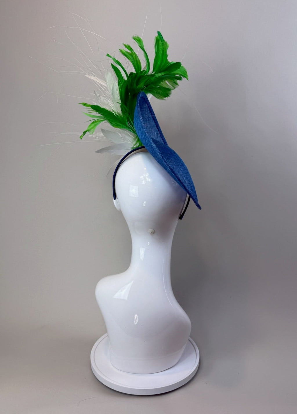 Blue, Green and White Kentucky Derby fascinator, Derby Hat Alternative